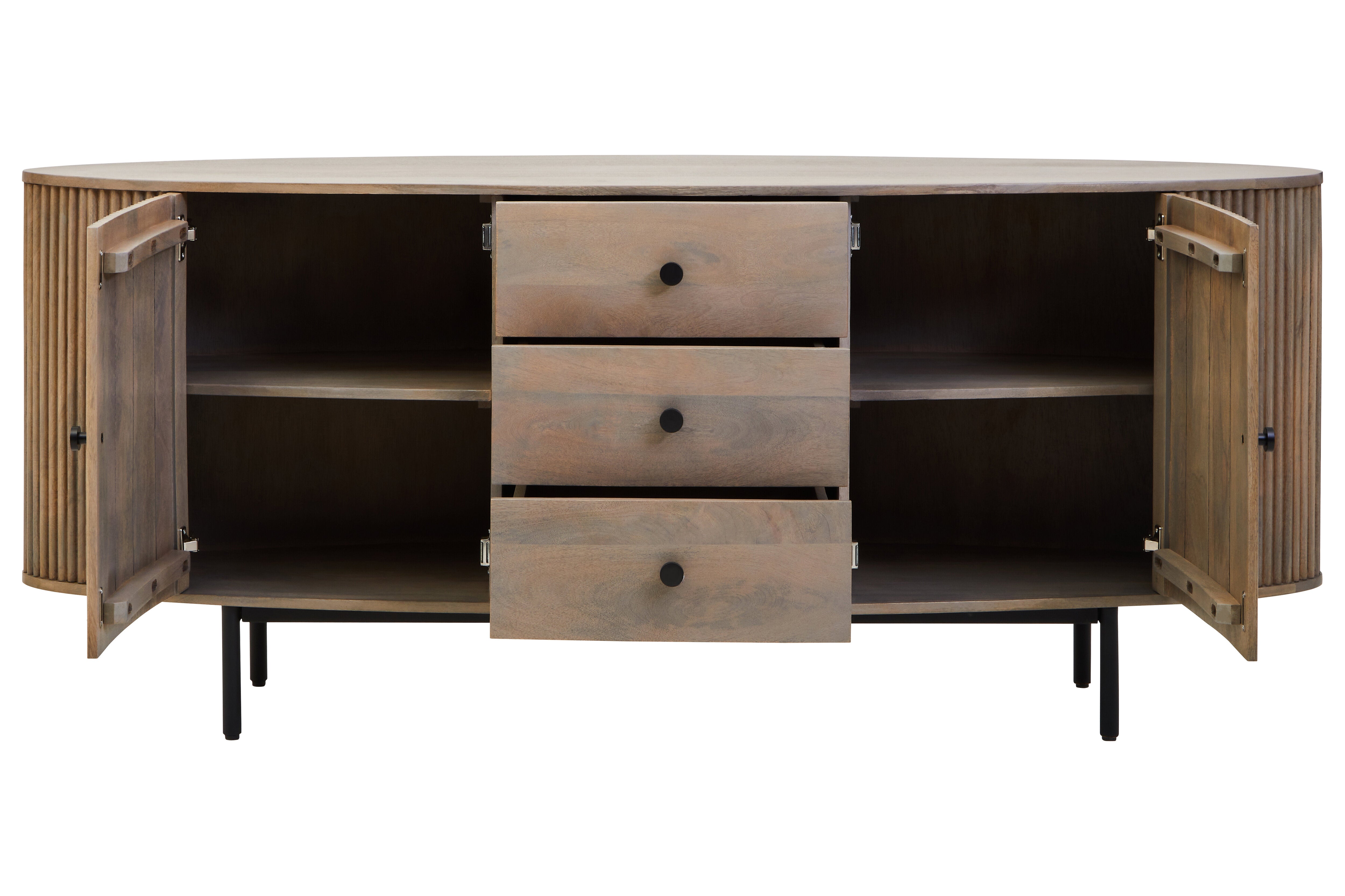 Kelda Grey Mango Wood Ridged Sideboard