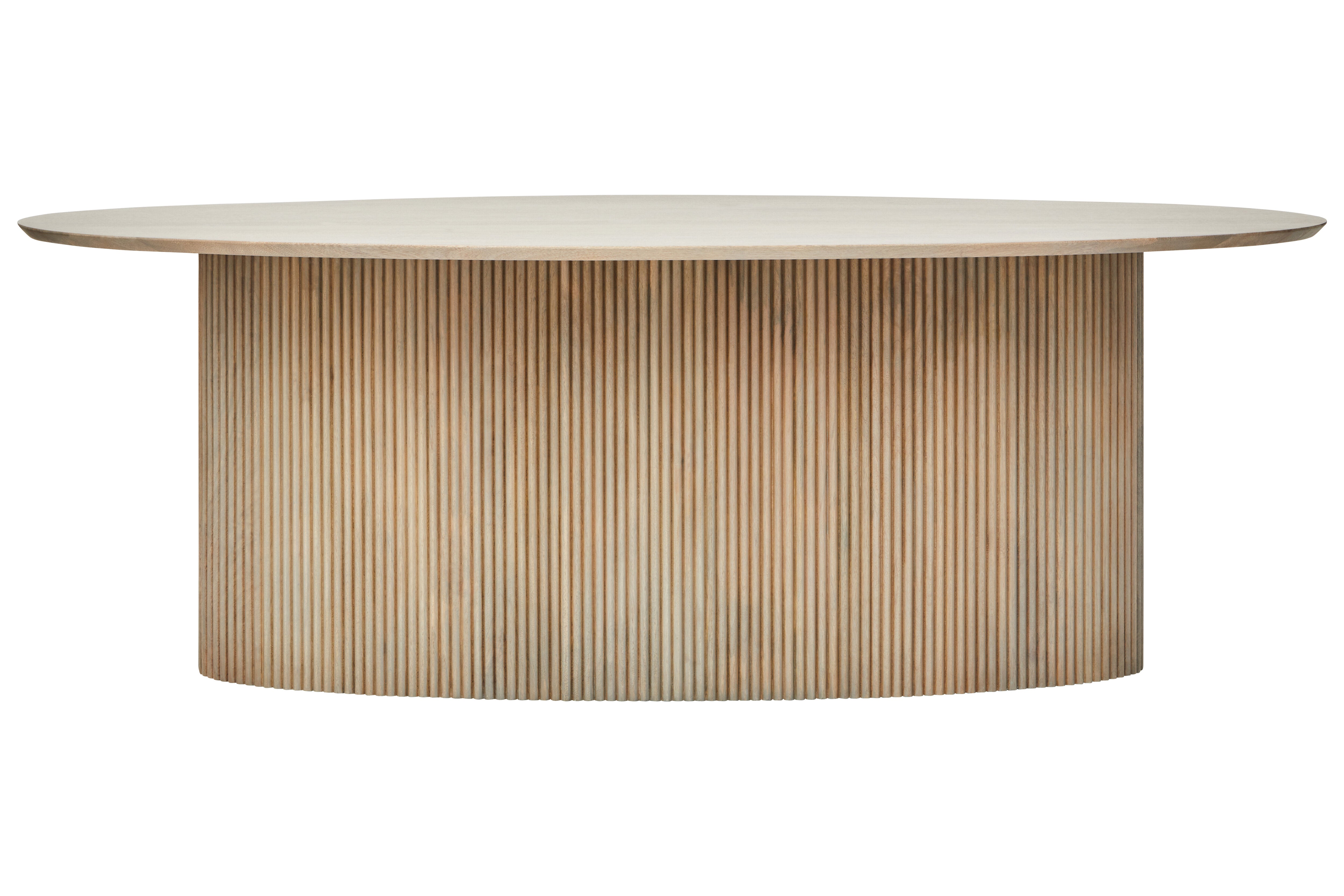 Kelda Grey Mango Wood Ridged Oval Dining Table | 6 Seater