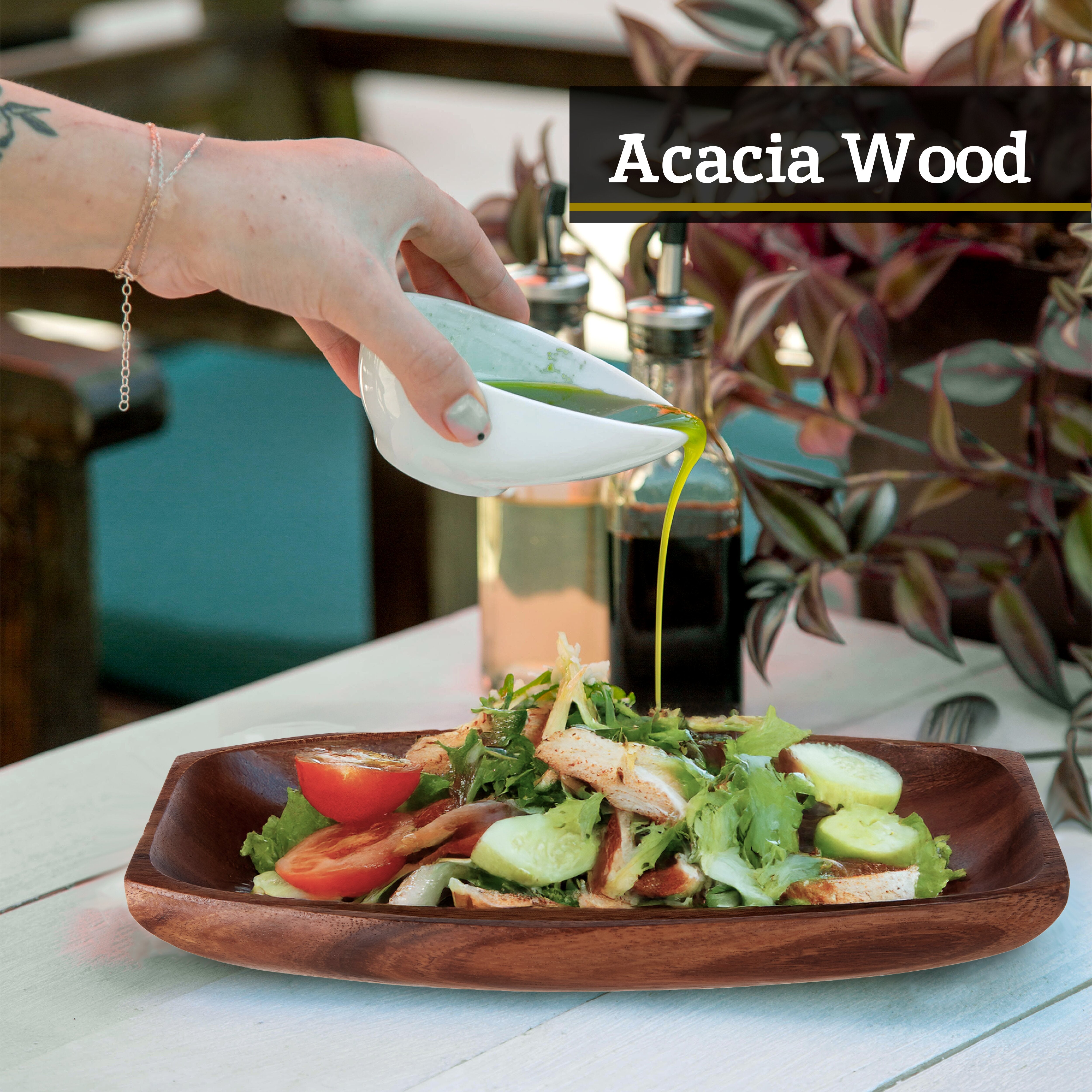 Rubin Natural Acacia Wood Oblong Platter Dish | Small