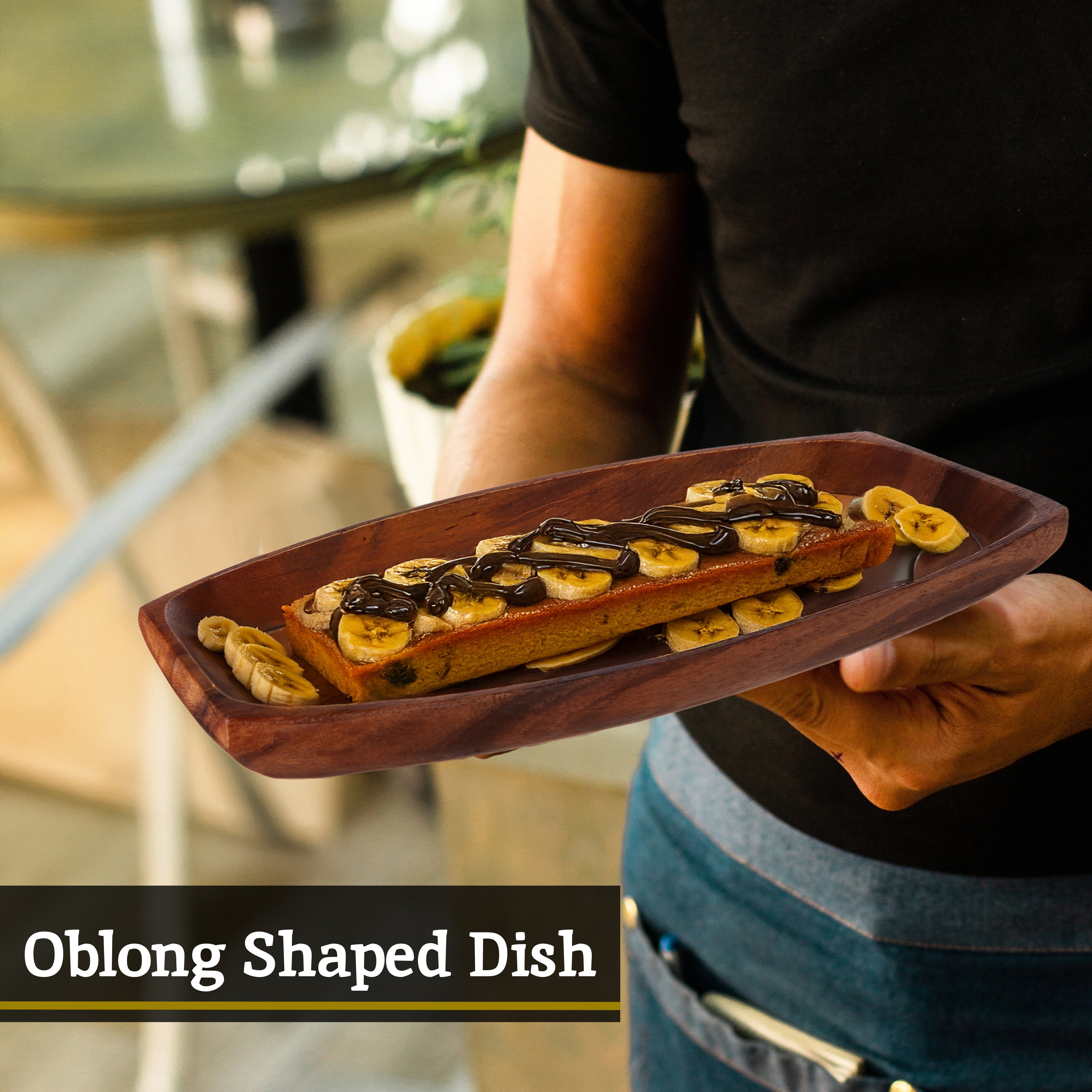 Rubin Natural Acacia Wood Oblong Platter Dish | Small