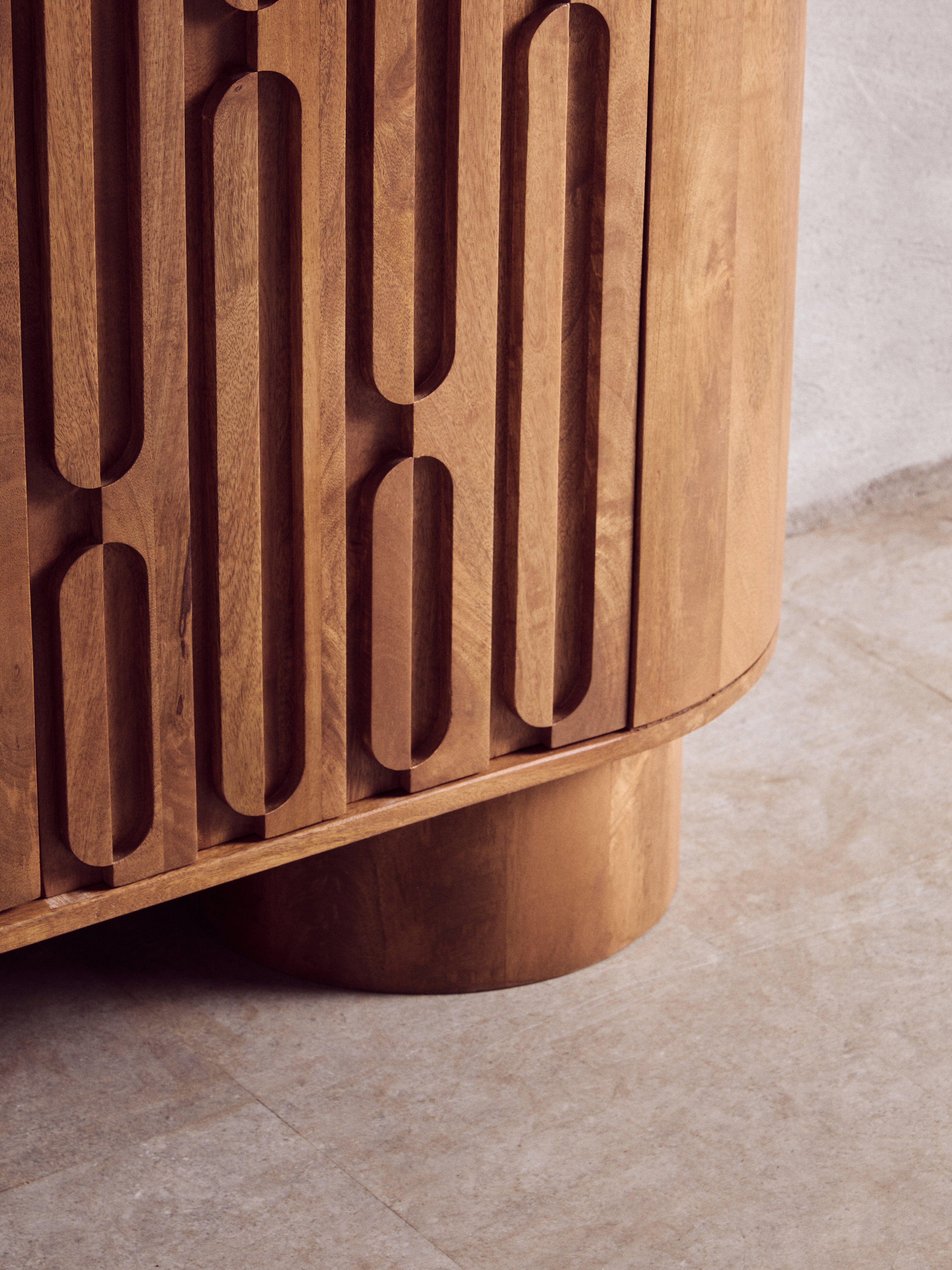 Chiara Carved Brown Mango Wood Cabinet