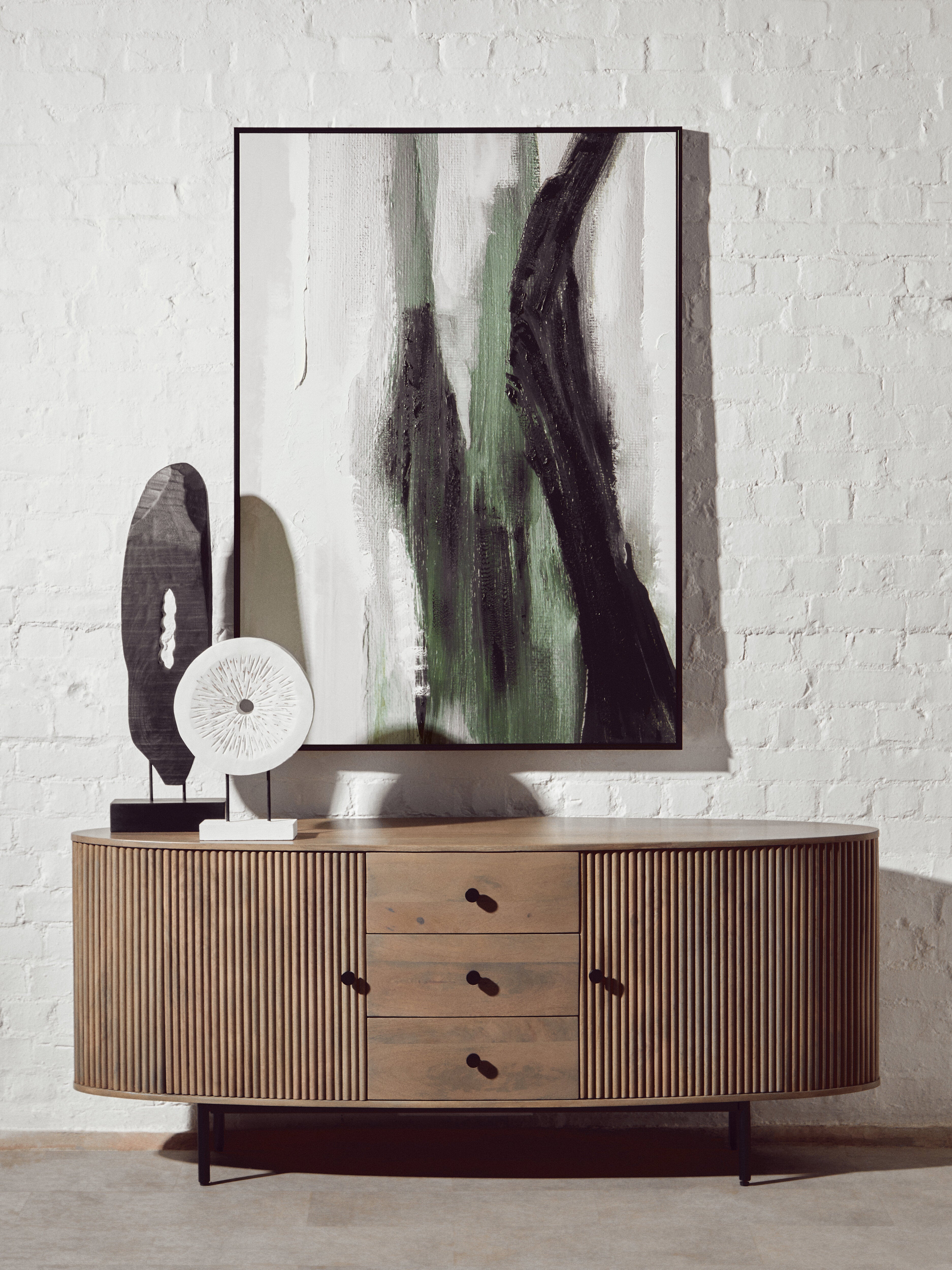 Osprey Distressed White Carved Wood Round Sculpture | Small