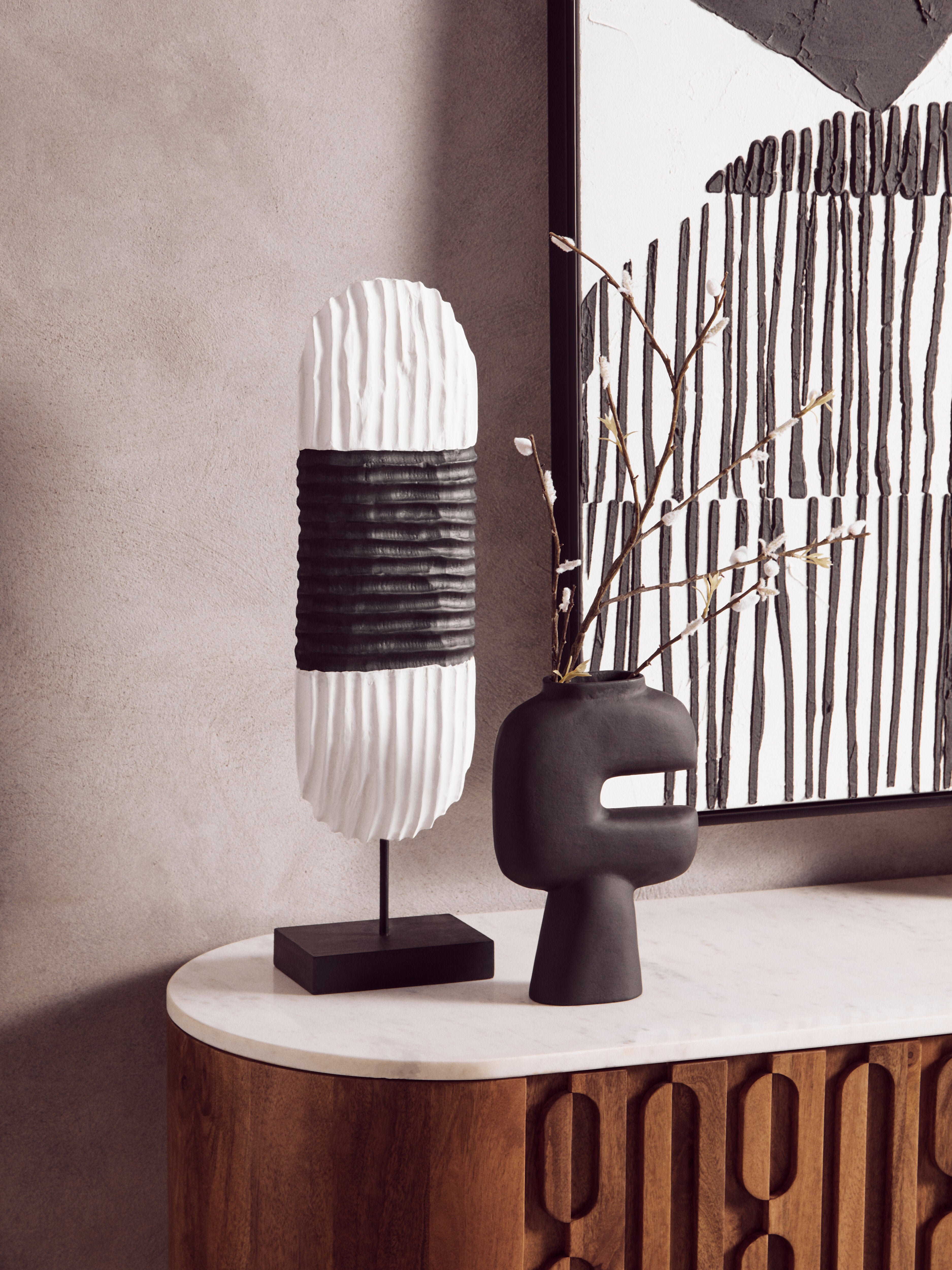Toba Abstract Matte Black Vase | Small