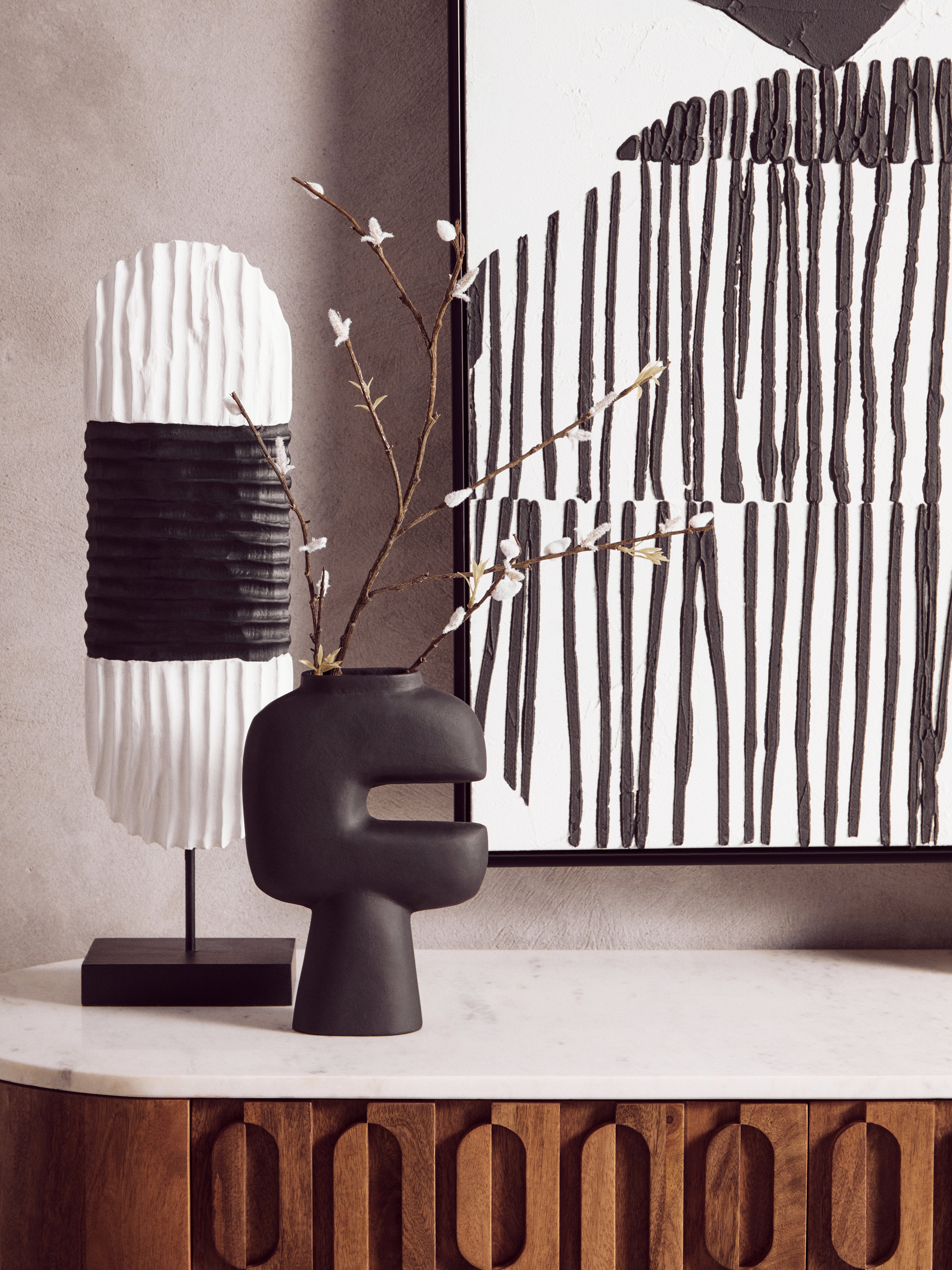 Toba Abstract Matte Black Vase | Small
