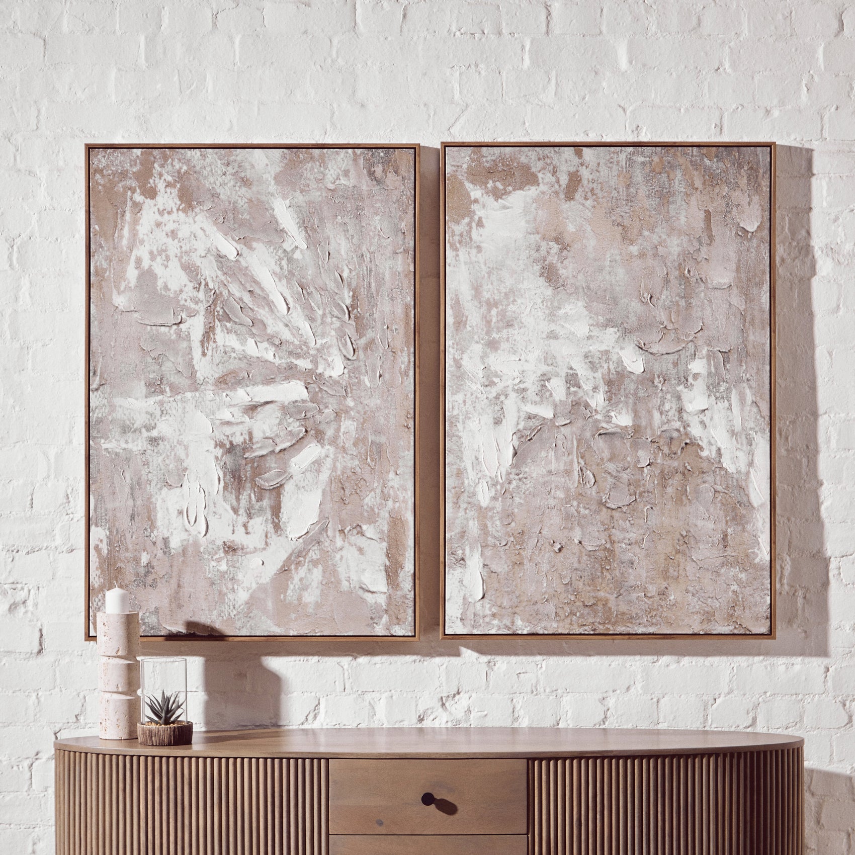 Set of 2 Noah Earthy Tone Textured Wall Art