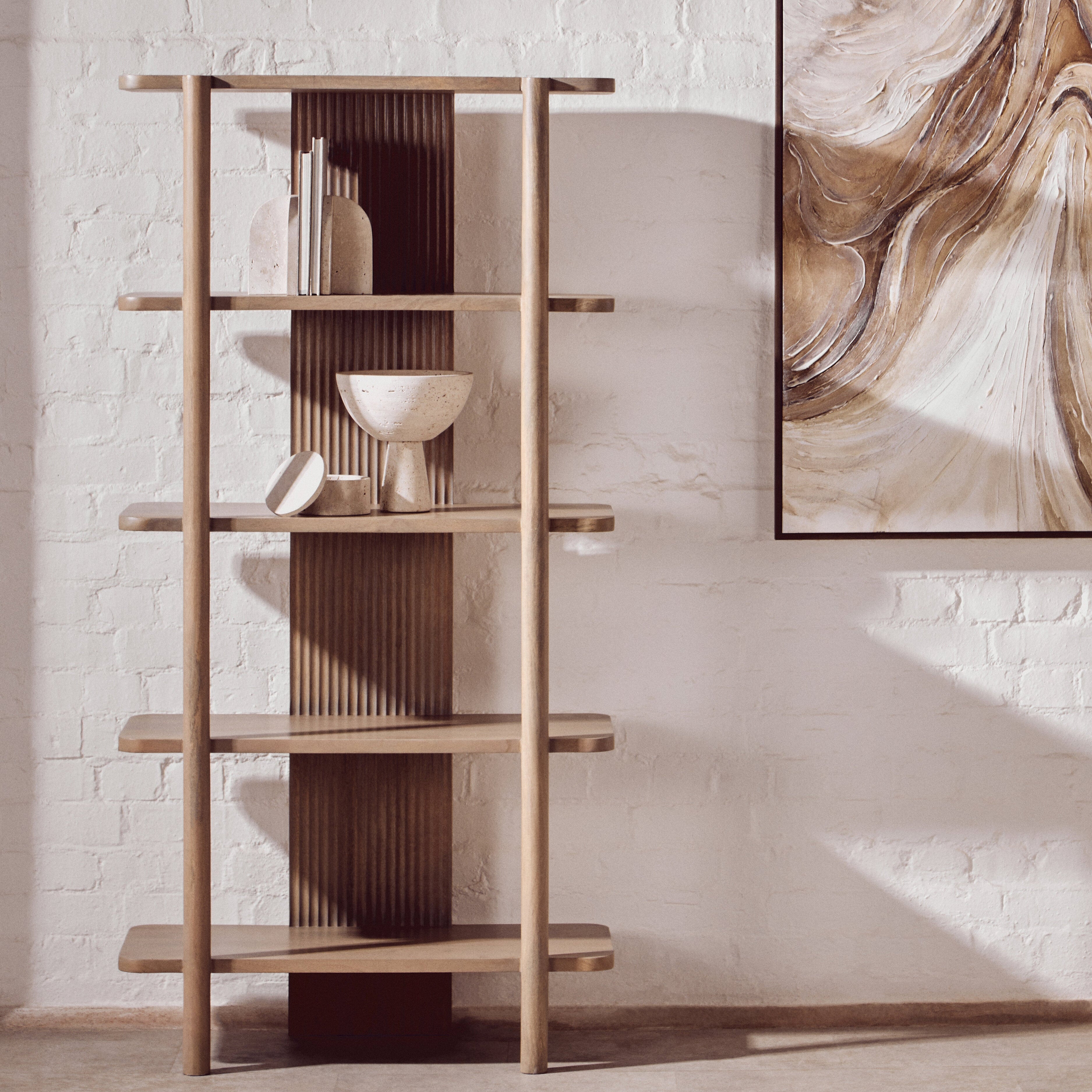 Kelda Grey Mango Wood Ridged Display Unit