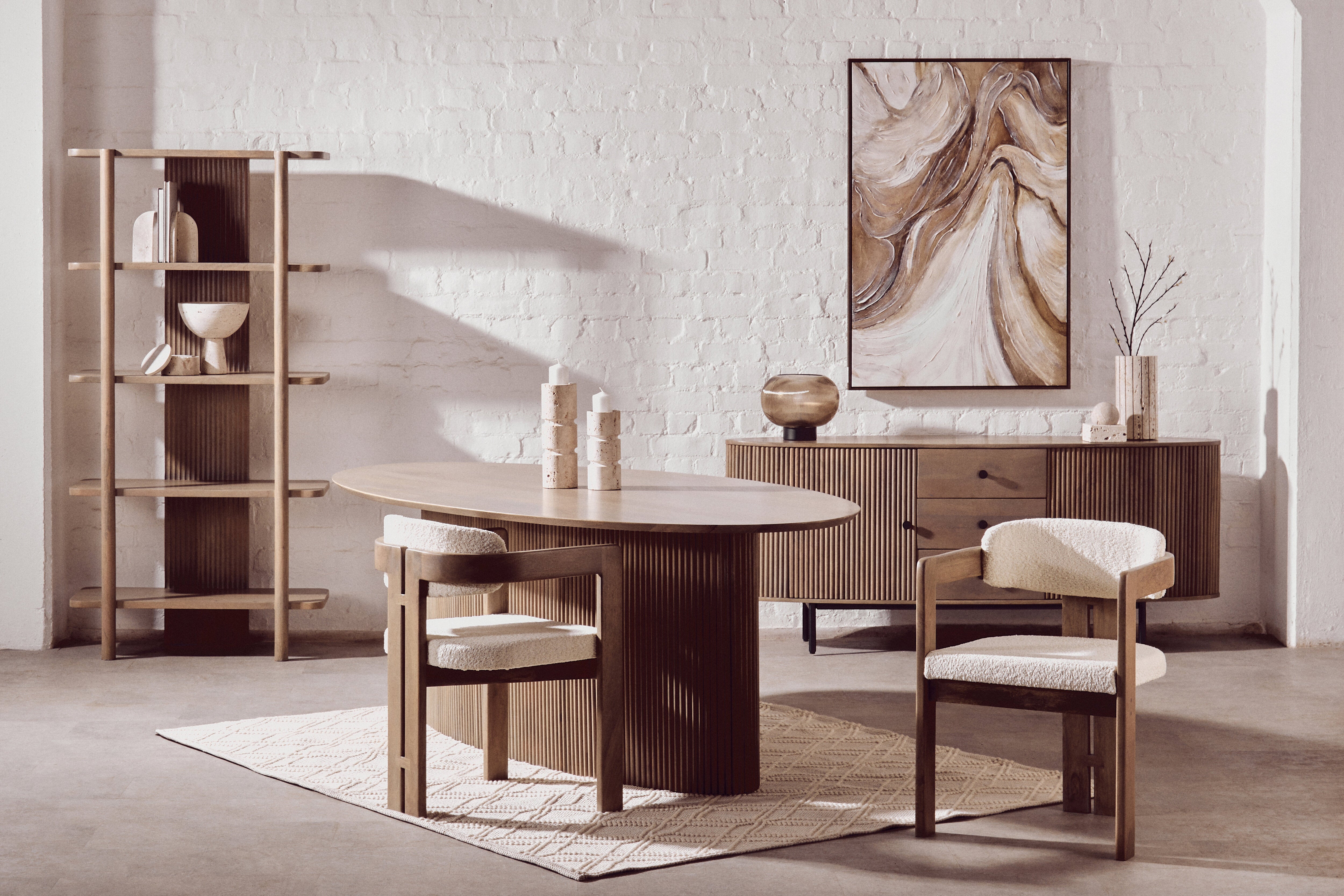 Kelda Grey Mango Wood Ridged Display Unit