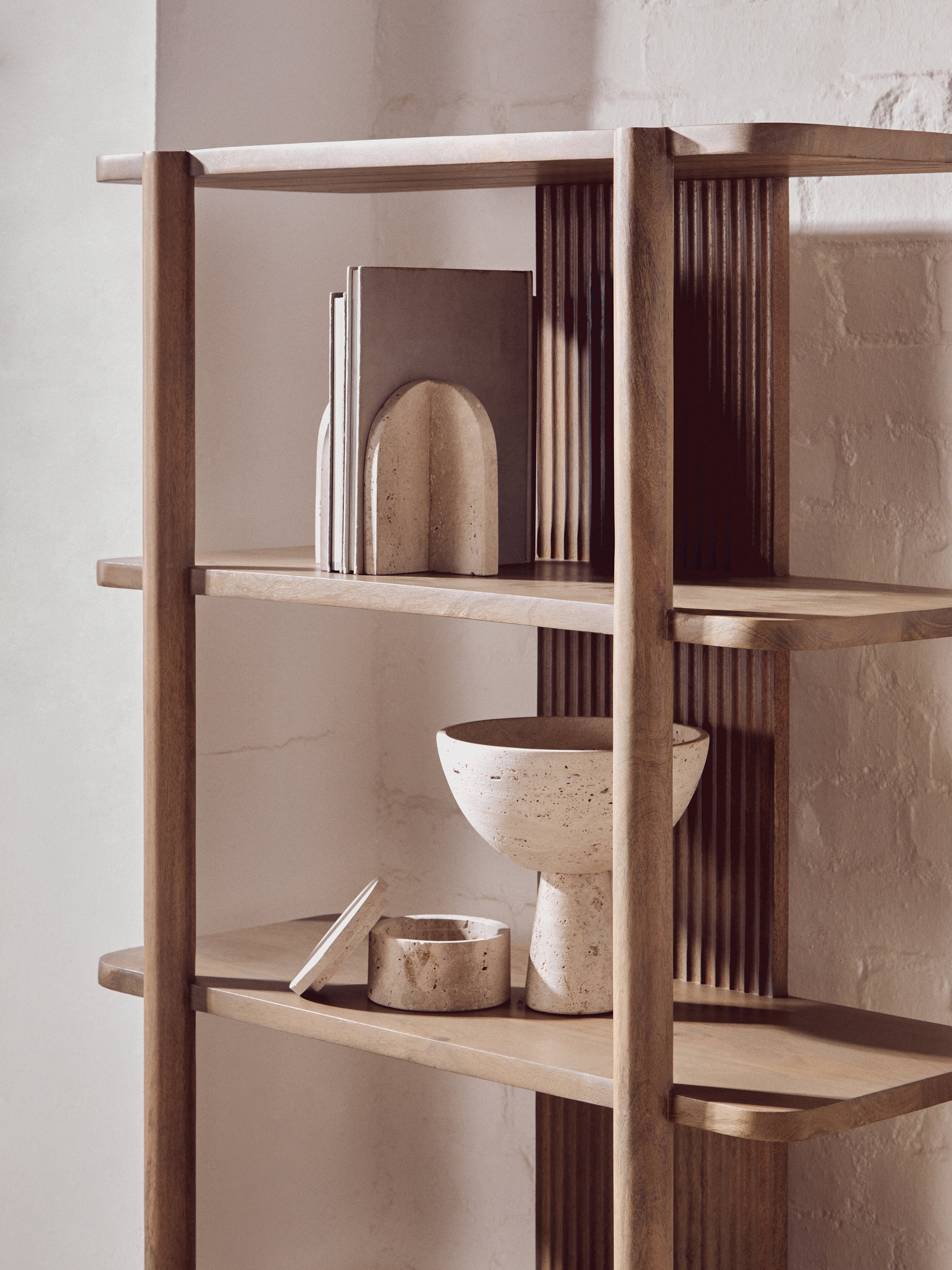 Kelda Grey Mango Wood Ridged Display Unit