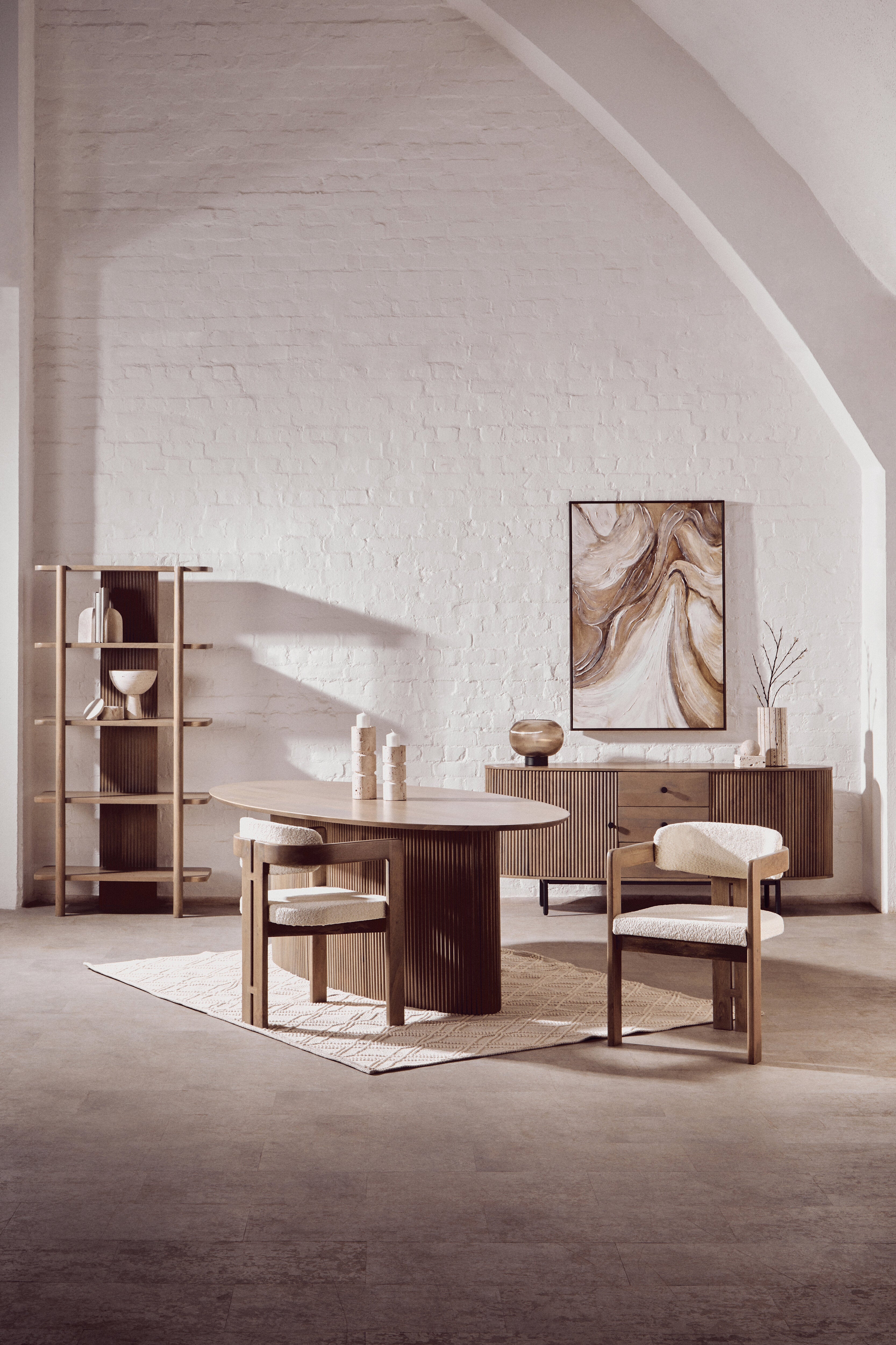 Kelda Grey Mango Wood Ridged Sideboard