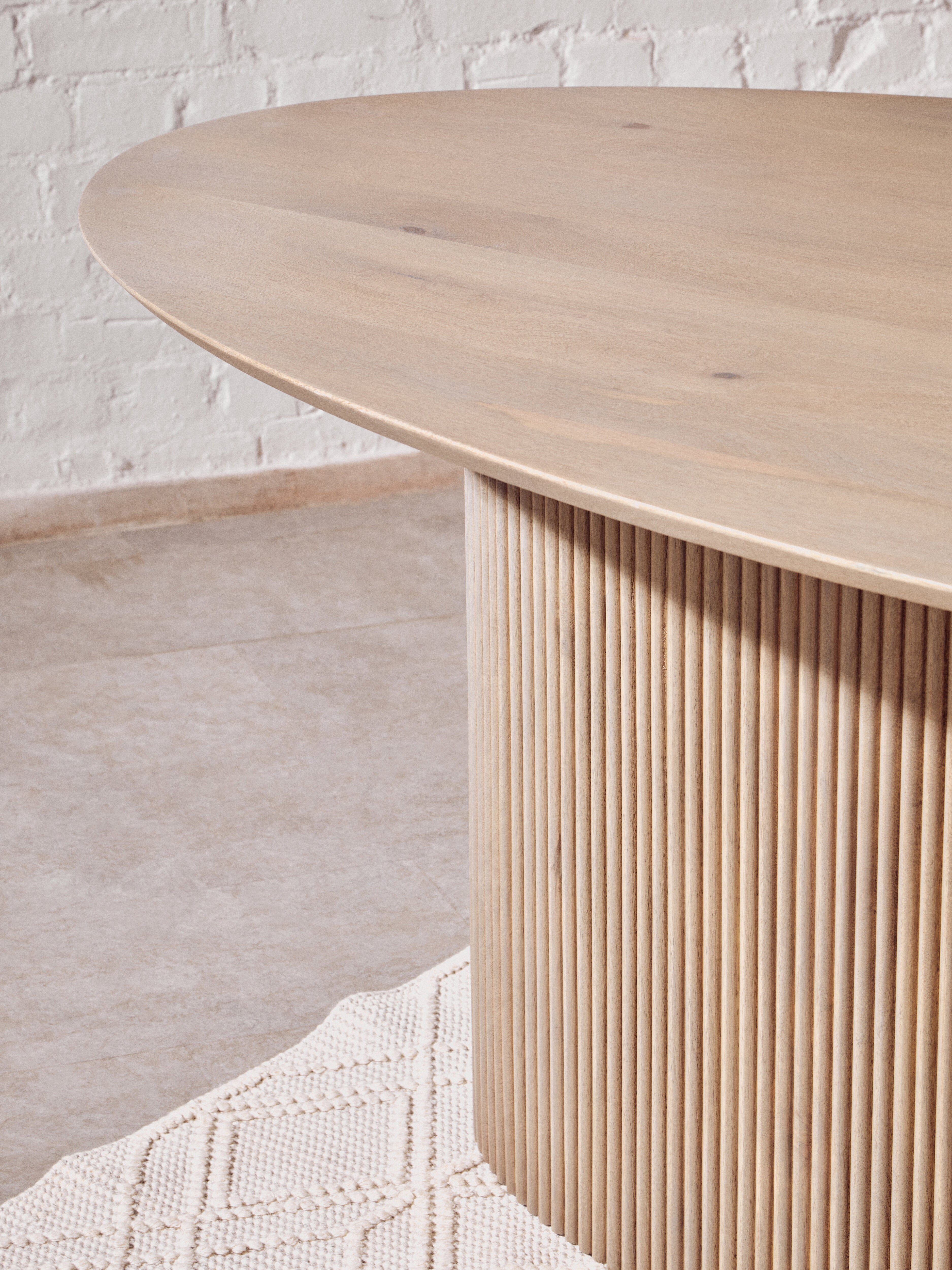 Kelda Grey Mango Wood Ridged Oval Dining Table | 6 Seater