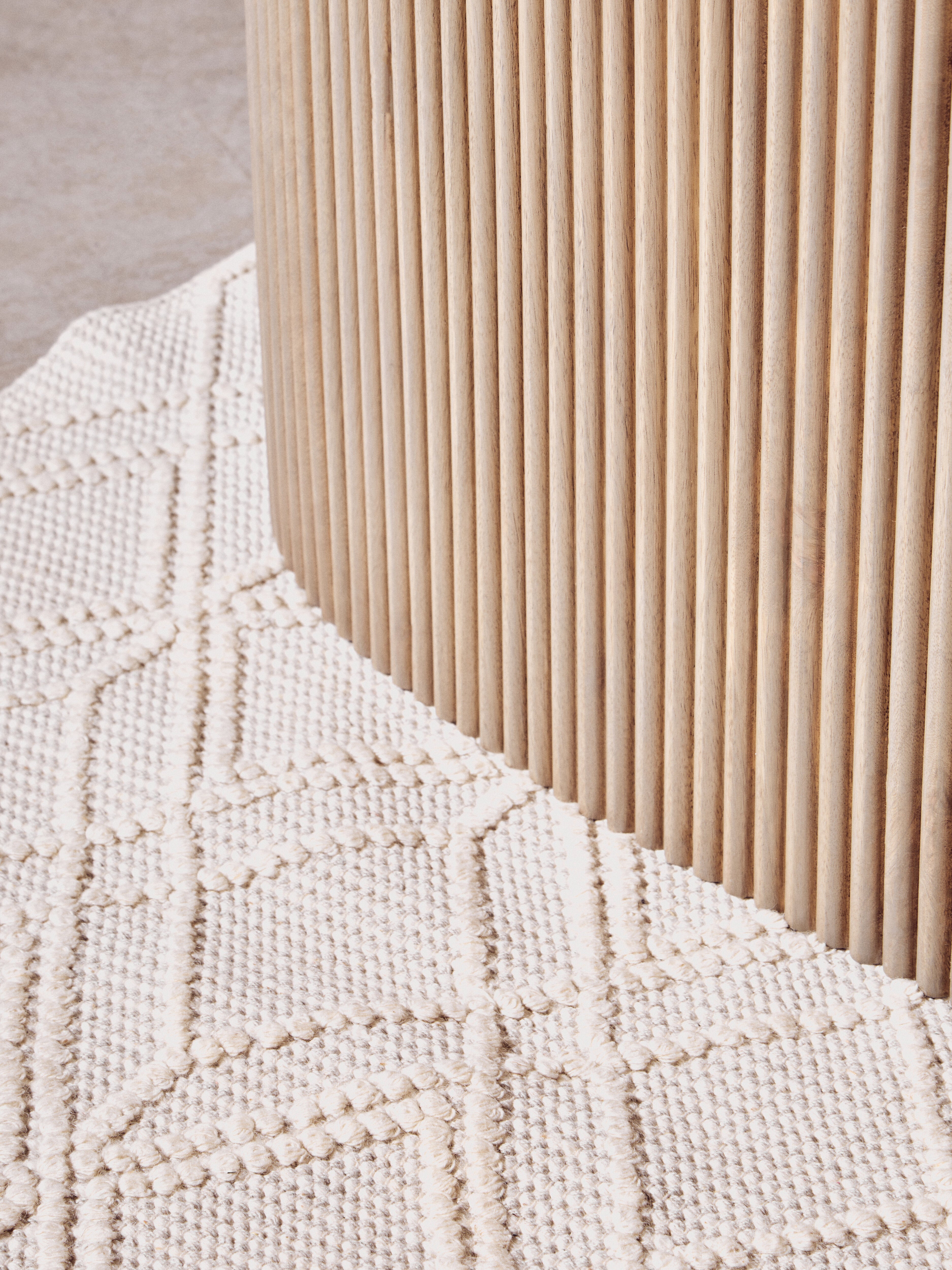 Kelda Grey Mango Wood Ridged Oval Dining Table | 6 Seater