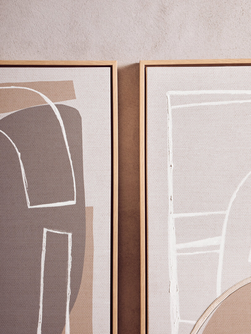 Noah Set of 2 Neutral Abstract Canvas Wall Art
