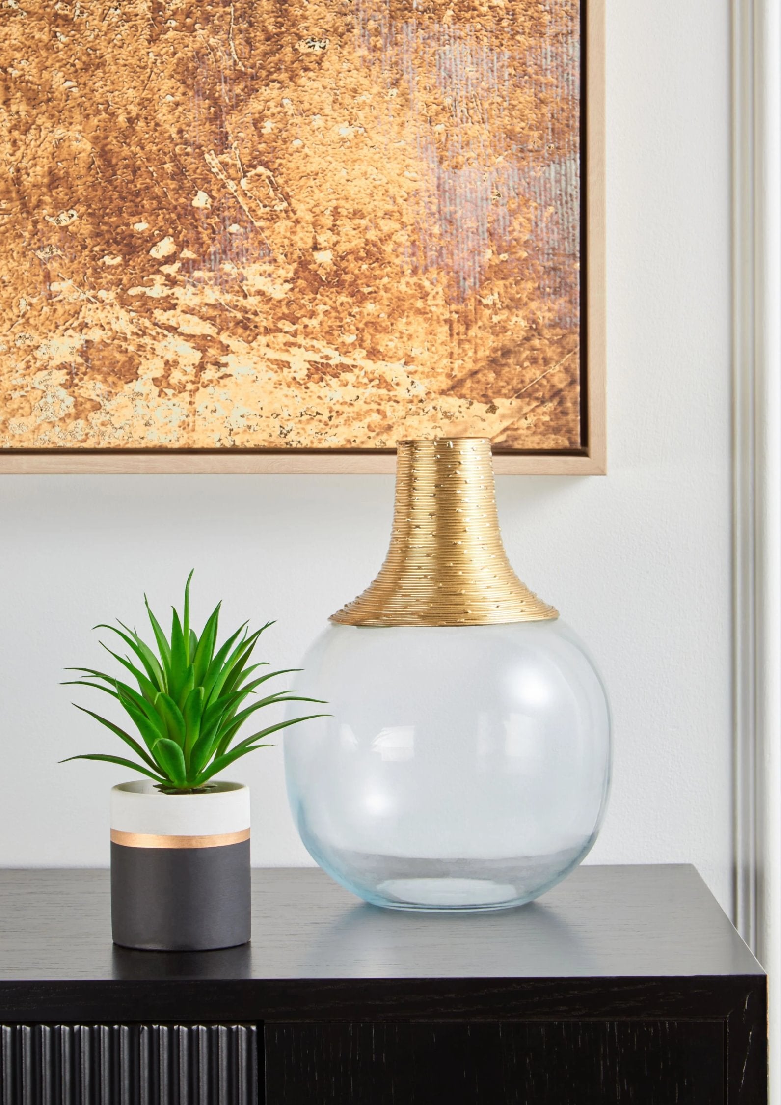 Nocturne Small Glass & Gold Vase