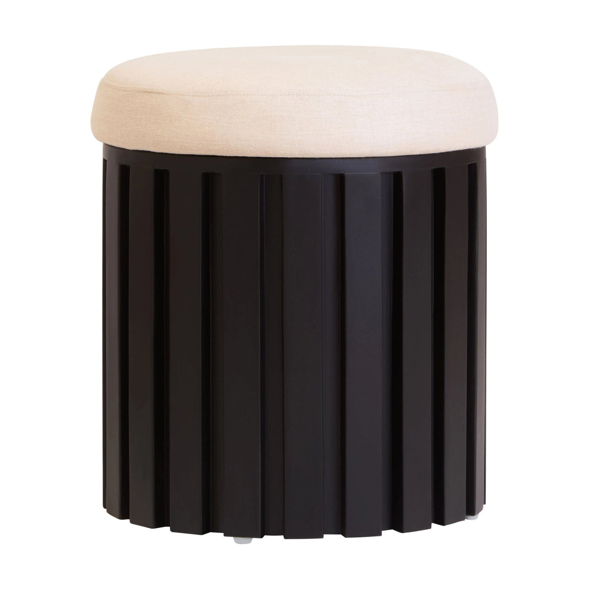 Blythe Cream Fabric & Black Mango Wood Stool