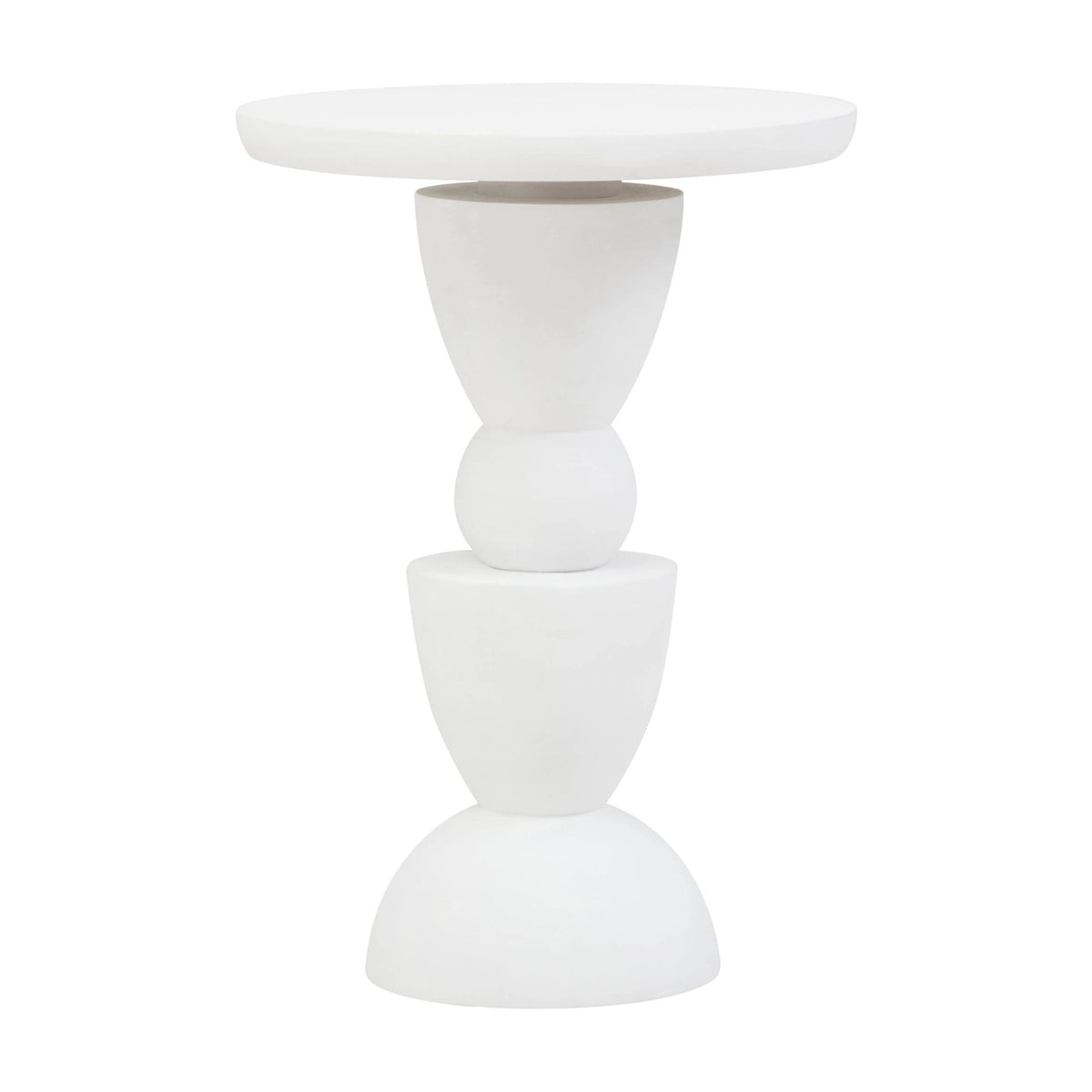 Totem Whitewash Mango Wood Circle Column Detail Side Table