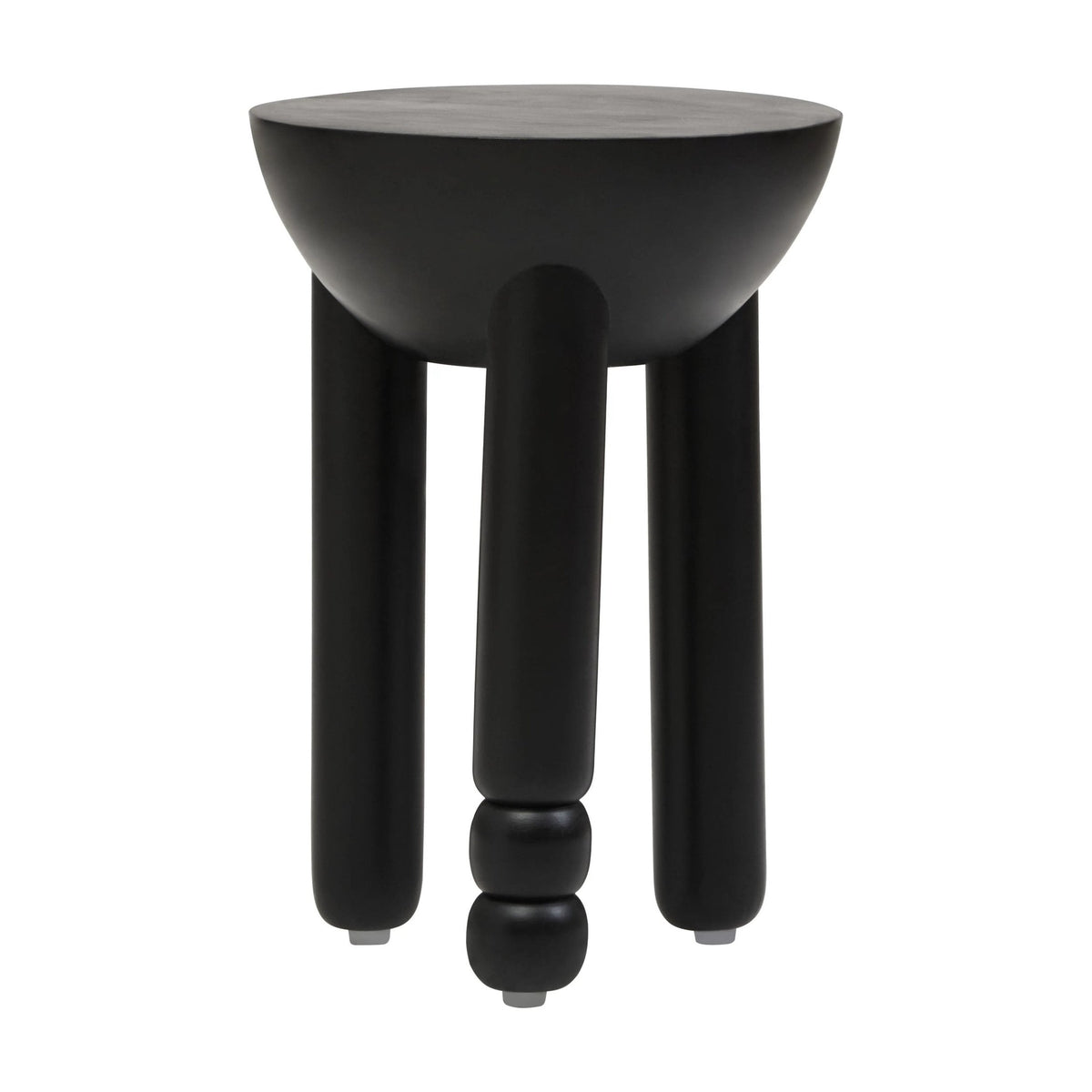 Totem Black Finish Mango Wood Column Detail Round Side Table