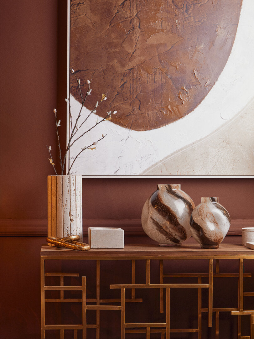 Amo Travertine Ribbed Vase