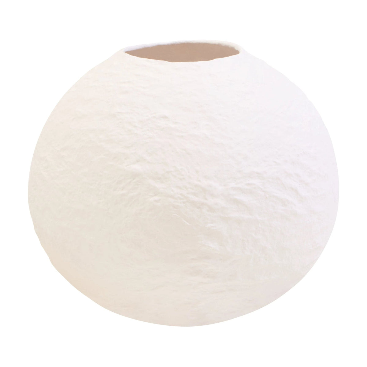 Papyrus Small White Cotton Mache Round Vase