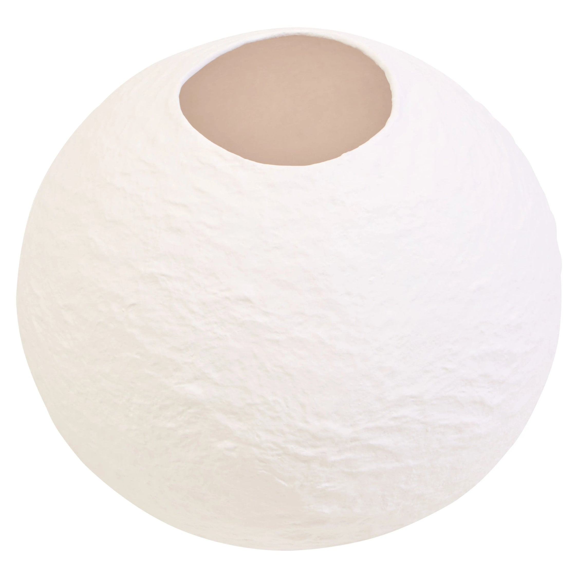 Papyrus Small White Cotton Mache Round Vase