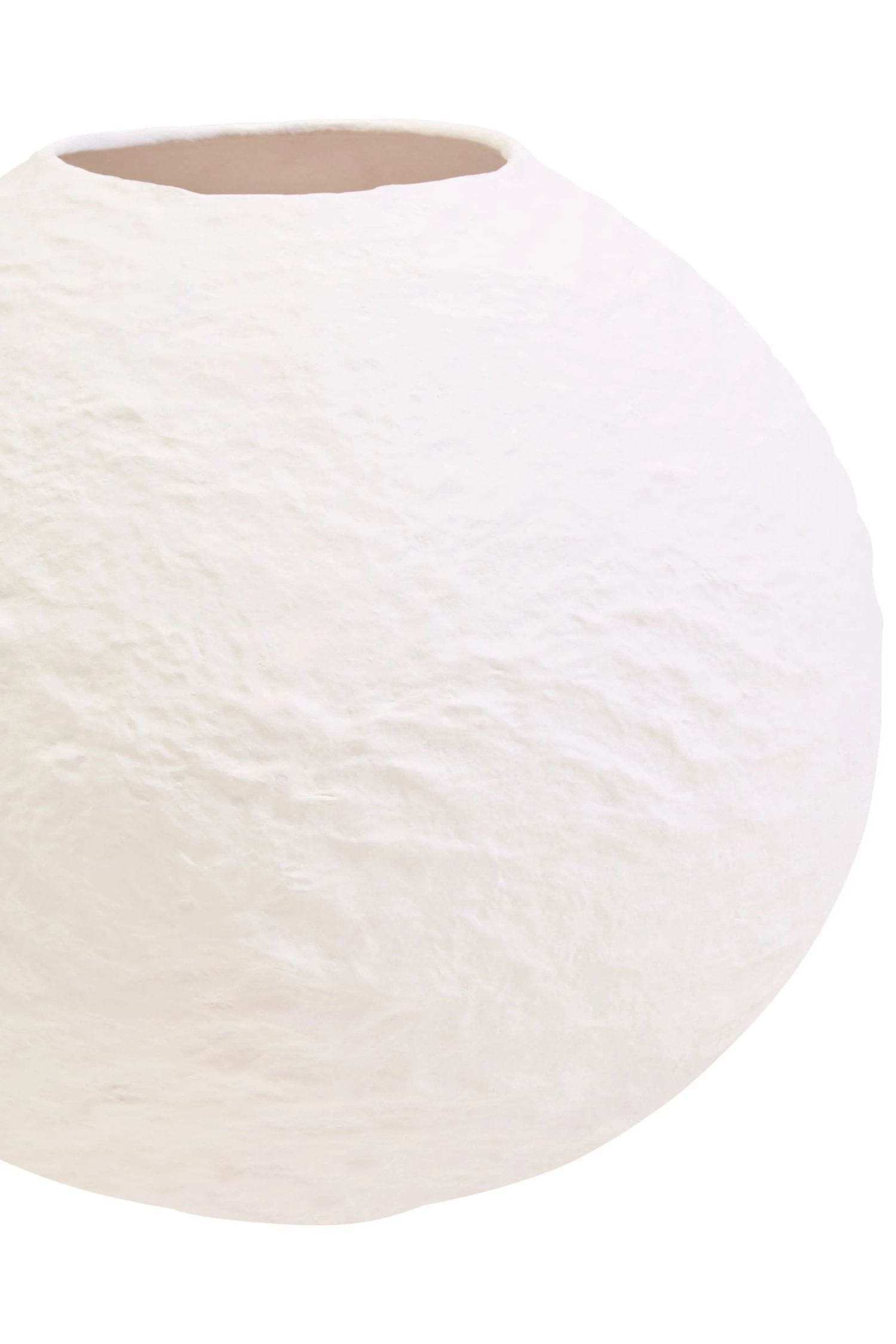Papyrus Small White Cotton Mache Round Vase