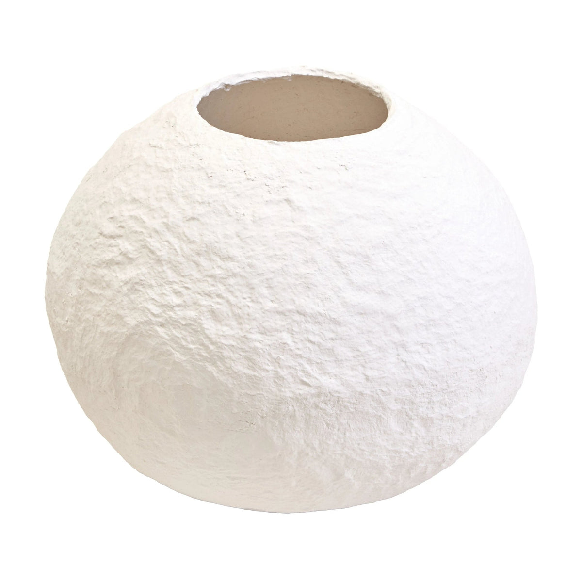 Papyrus Large White Cotton Mache Round Vase