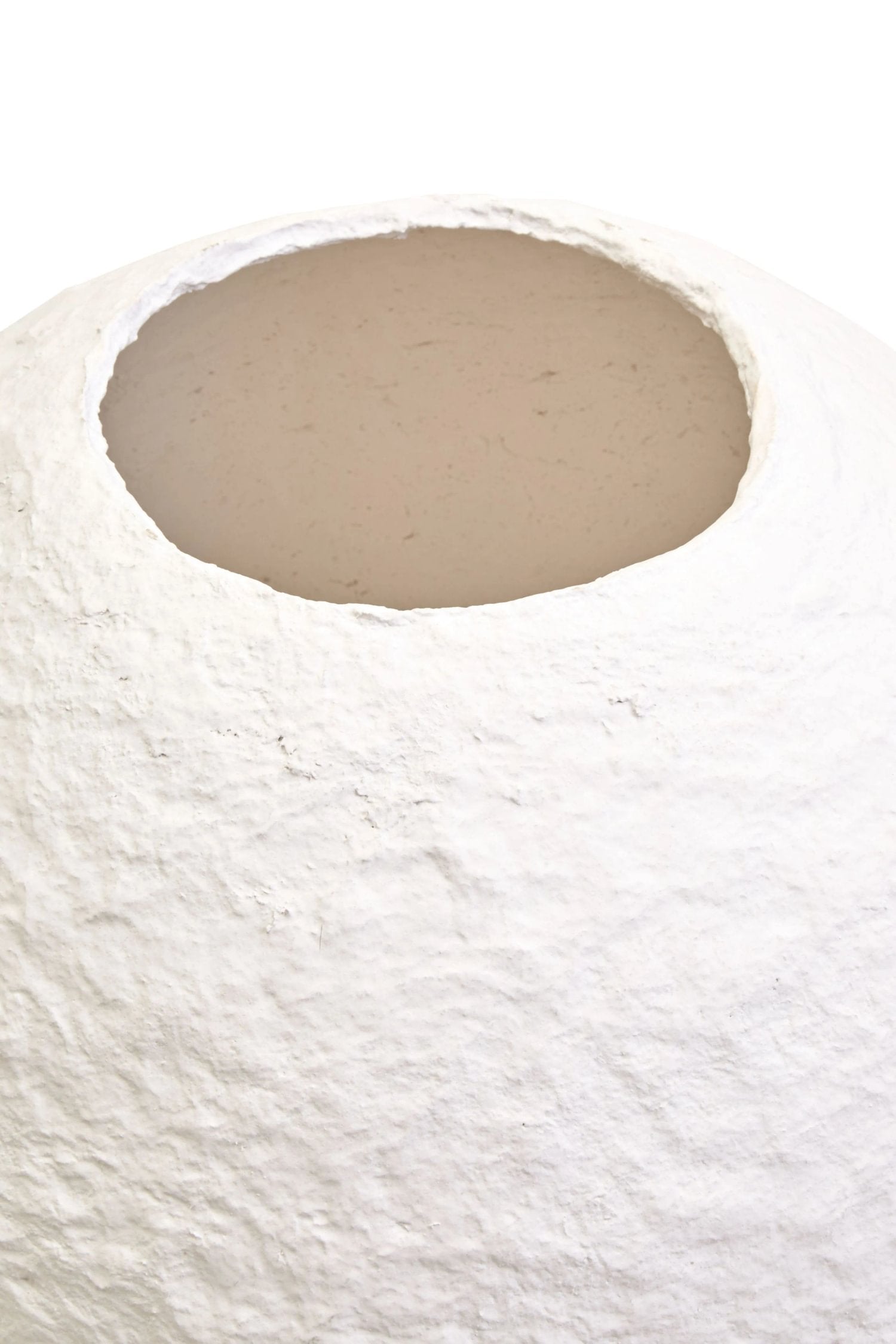 Papyrus Large White Cotton Mache Round Vase