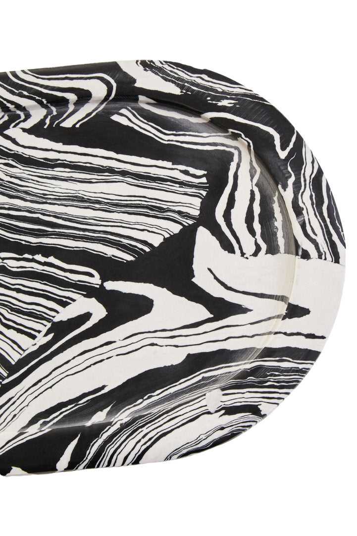 Clau Black & White Oval Marble Tray