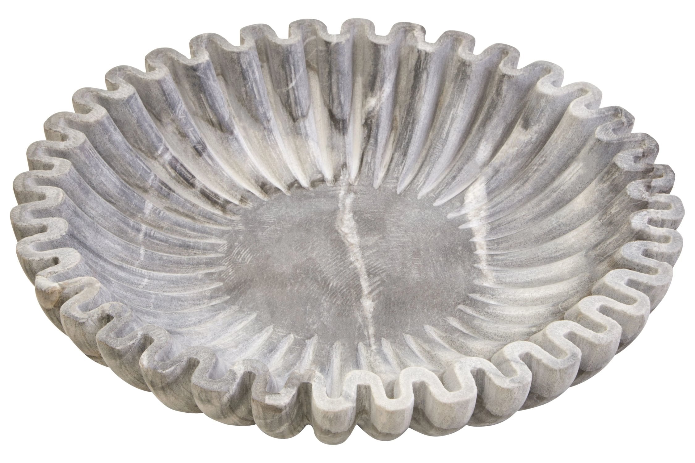 Florence Large Grey Marble Fluted Bowl