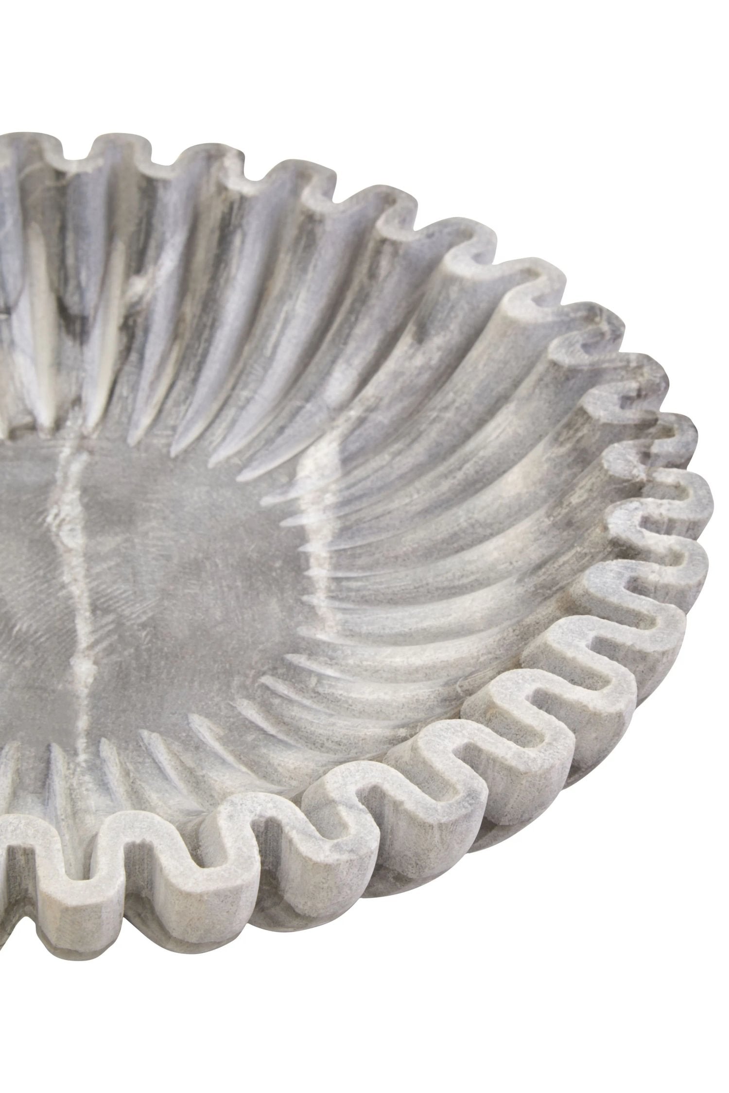 Florence Large Grey Marble Fluted Bowl