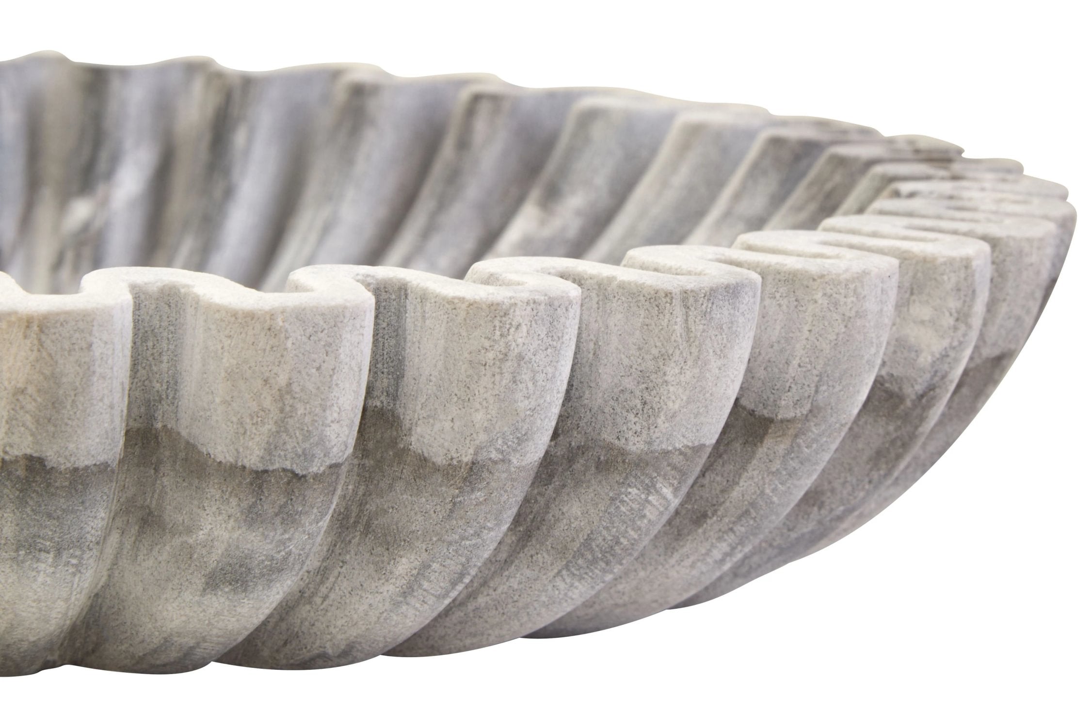 Florence Large Grey Marble Fluted Bowl
