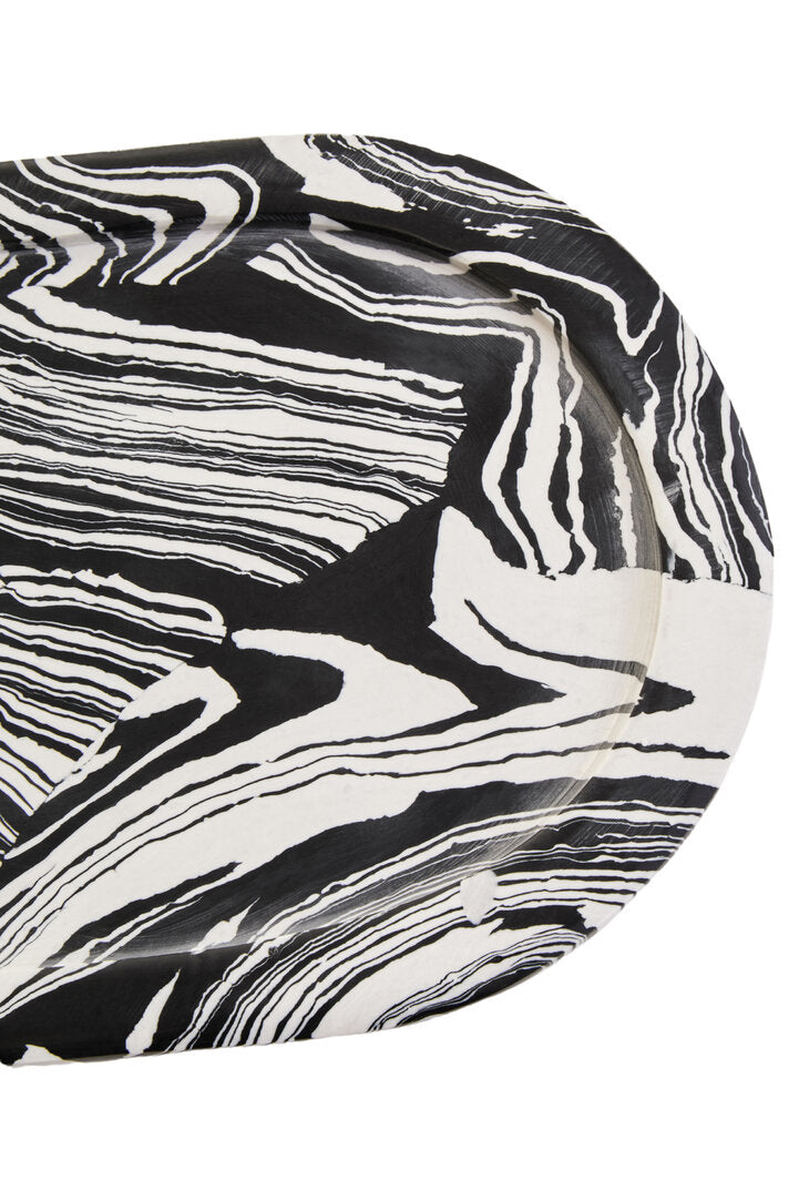Clau Black & White Oval Marble Tray