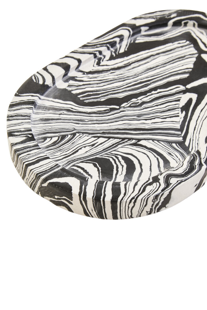 Clau Black & White Oval Marble Tray