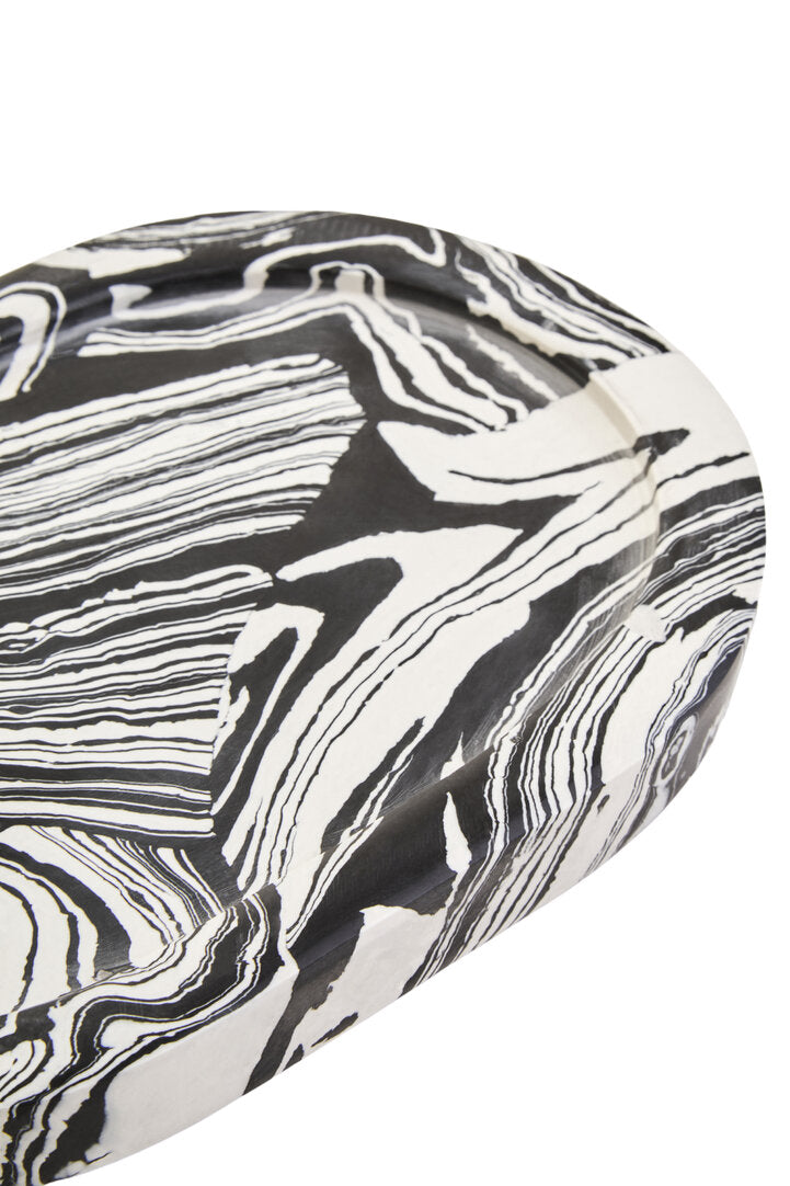 Clau Black & White Oval Marble Tray