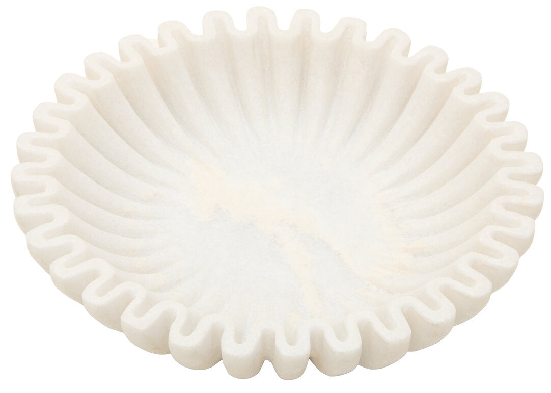 Athena Small White Fluted Marble Bowl