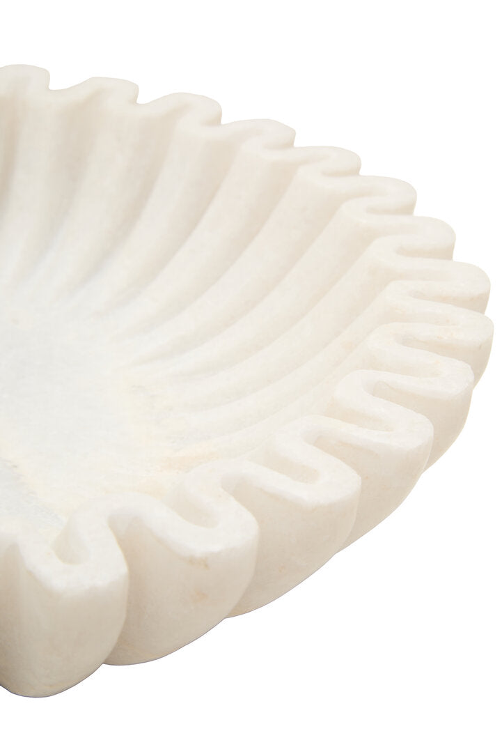 Athena Small White Fluted Marble Bowl