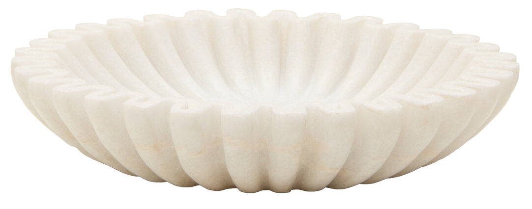 Athena Small White Fluted Marble Bowl