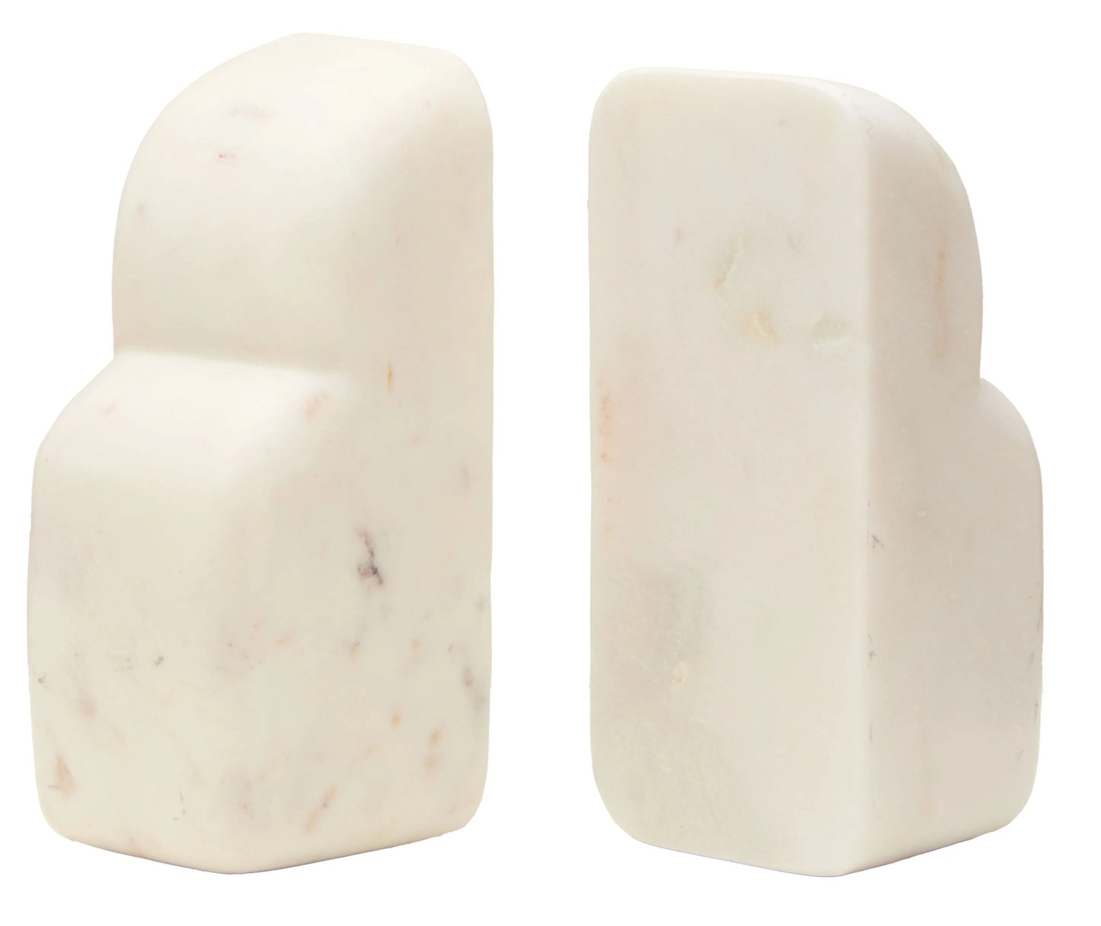 Set of 2 Florence White Marble Bookends