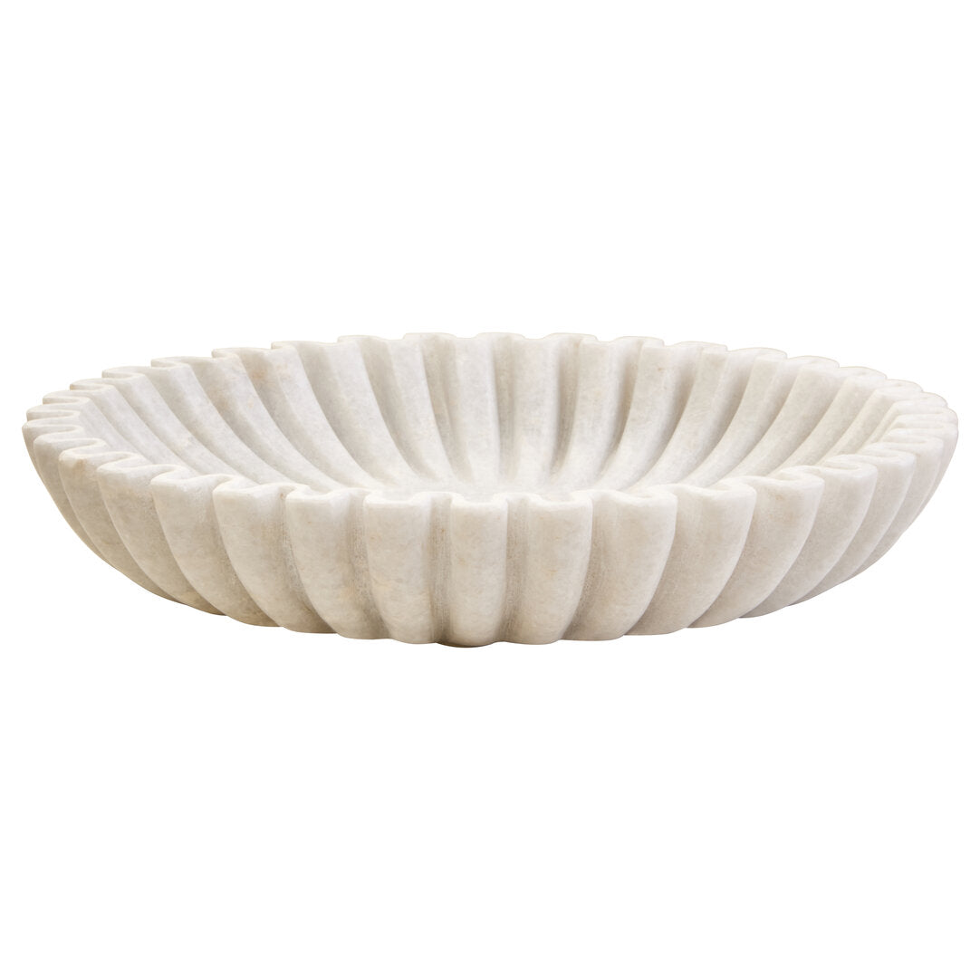 Athena Large White Fluted Marble Bowl