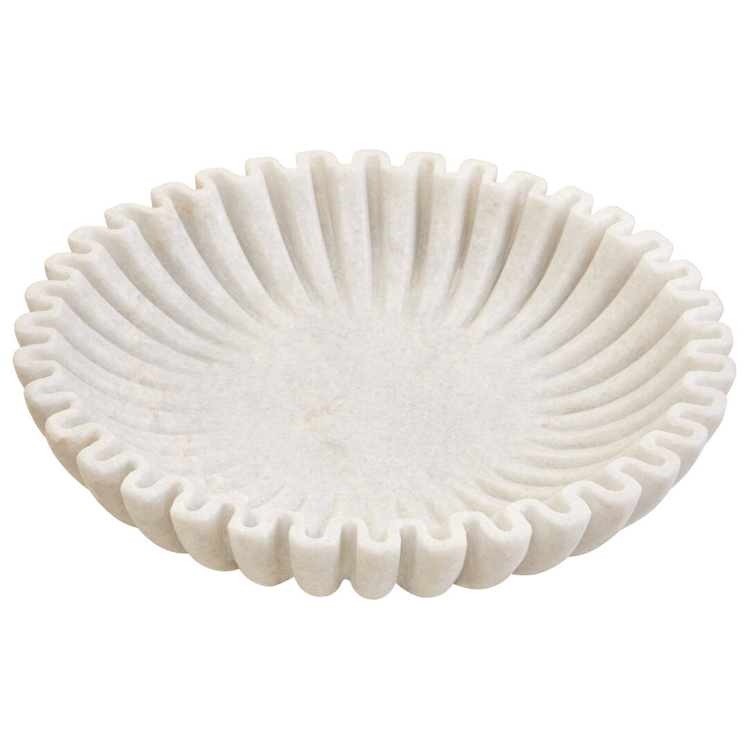Athena Large White Fluted Marble Bowl