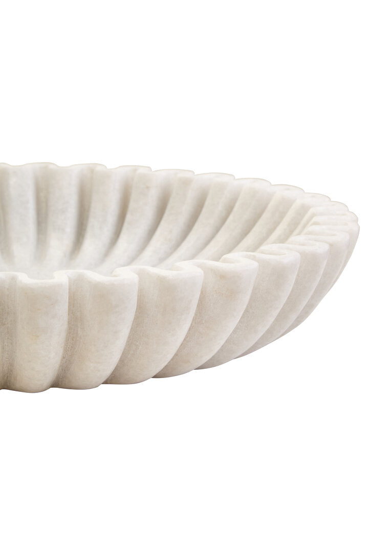 Athena Large White Fluted Marble Bowl