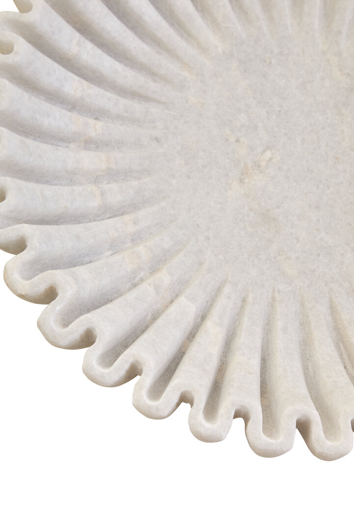 Athena Large White Fluted Marble Bowl