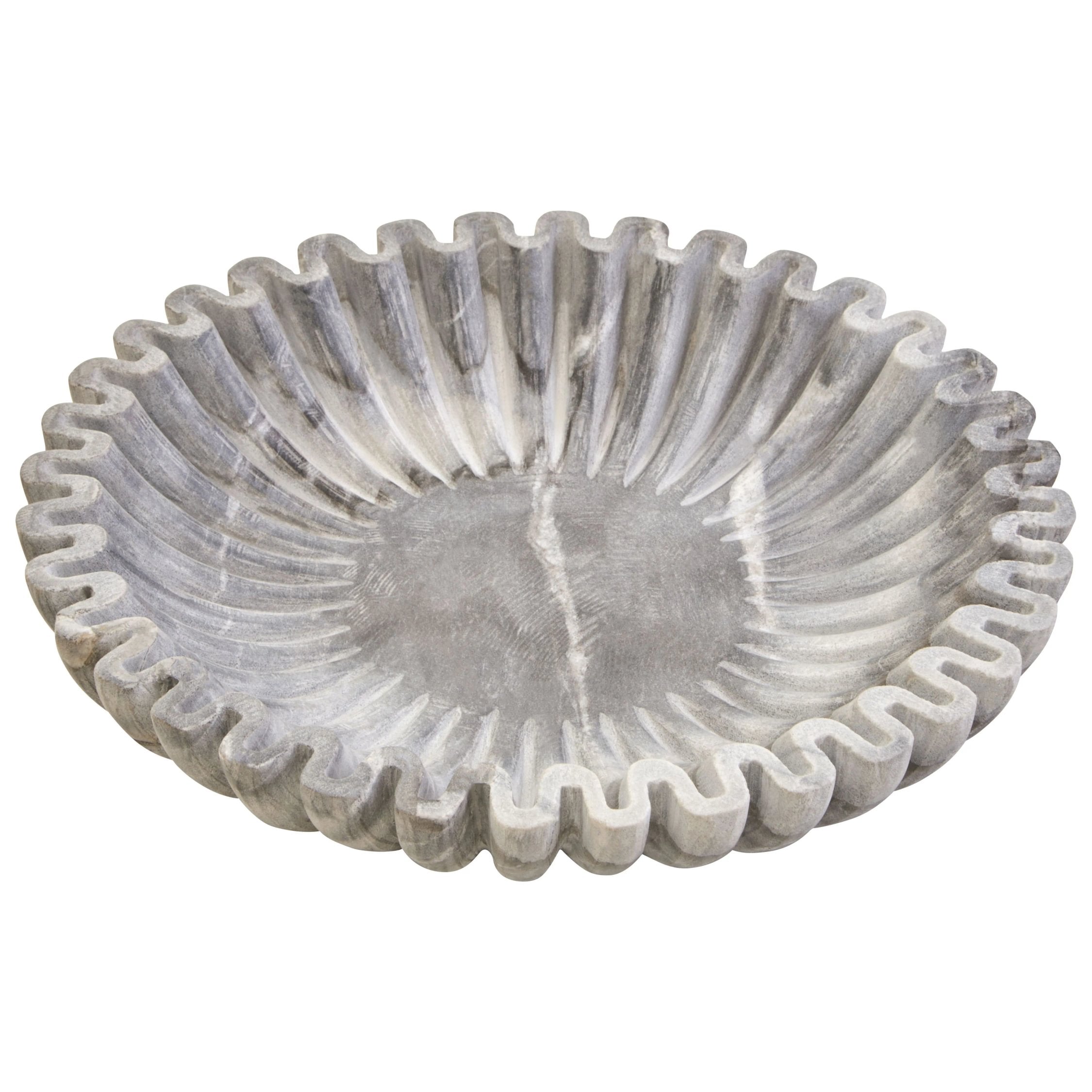 Florence Large Grey Marble Fluted Bowl