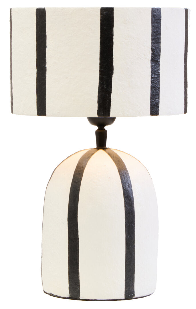 Carta Black & White Stripe Papier Mache Table Lamp
