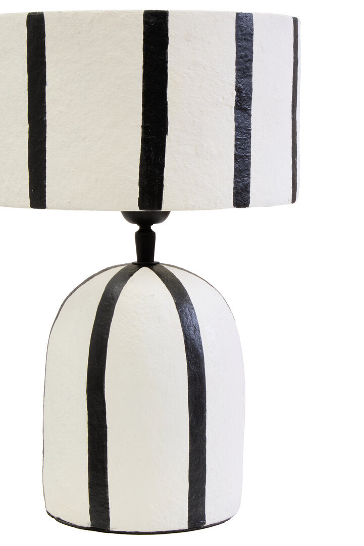 Carta Black & White Stripe Papier Mache Table Lamp