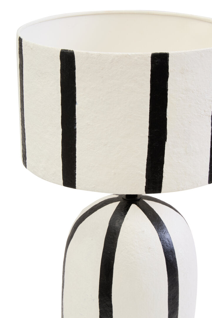 Carta Black & White Stripe Papier Mache Table Lamp