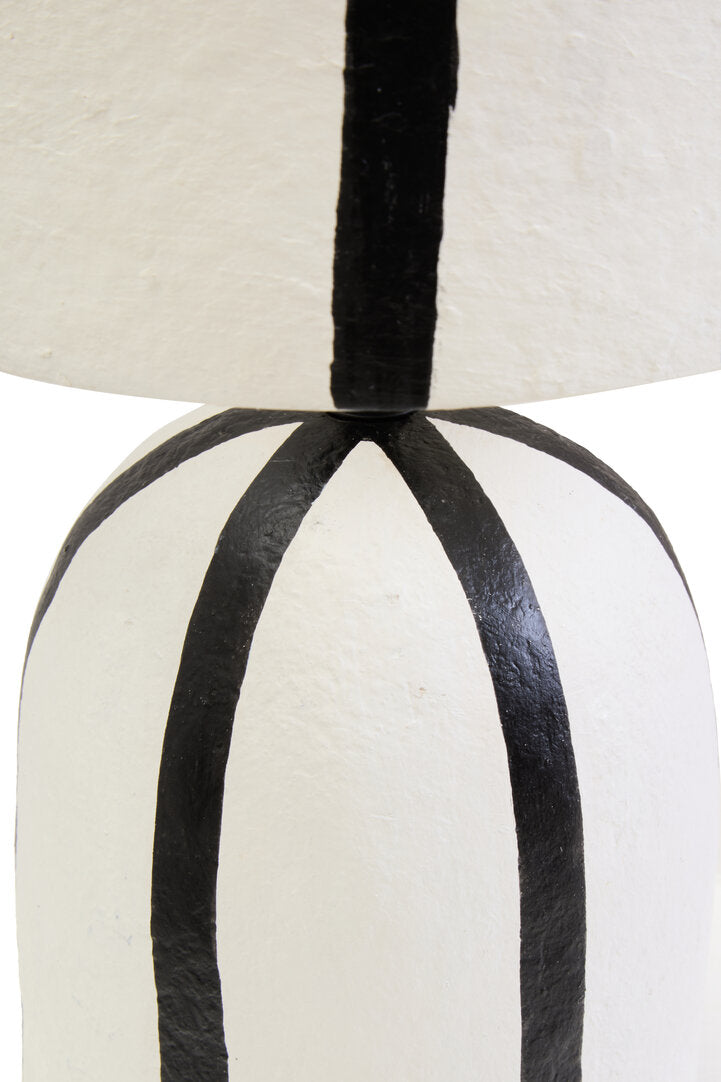 Carta Black & White Stripe Papier Mache Table Lamp