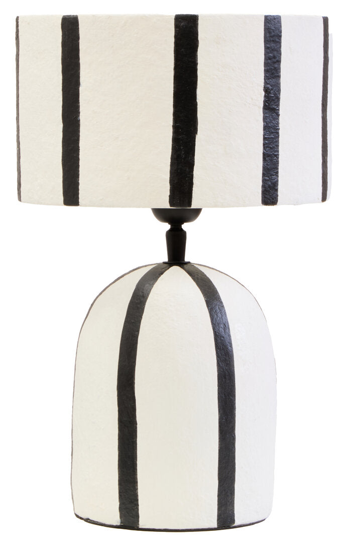 Carta Black & White Stripe Papier Mache Table Lamp