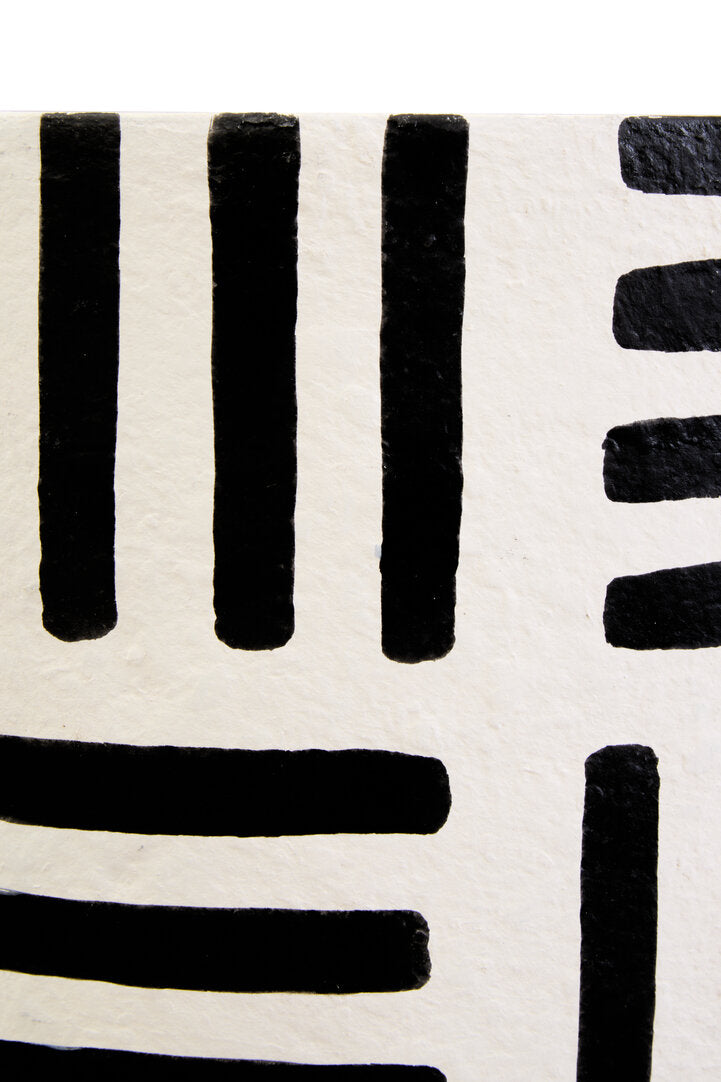 Carta Black & White Papier Mache Table Lamp with Geometric Lines