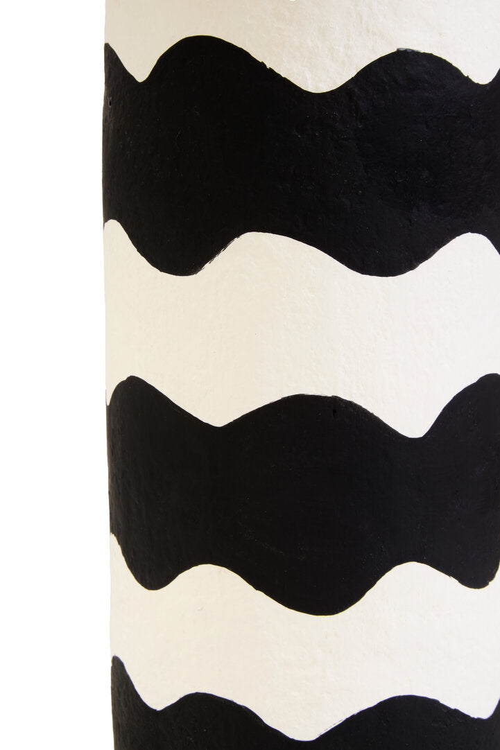 Carta Black & White Curved Stripe Papier Mache Table Lamp