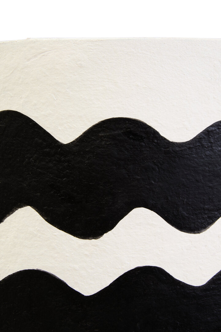 Carta Black & White Curved Stripe Papier Mache Table Lamp